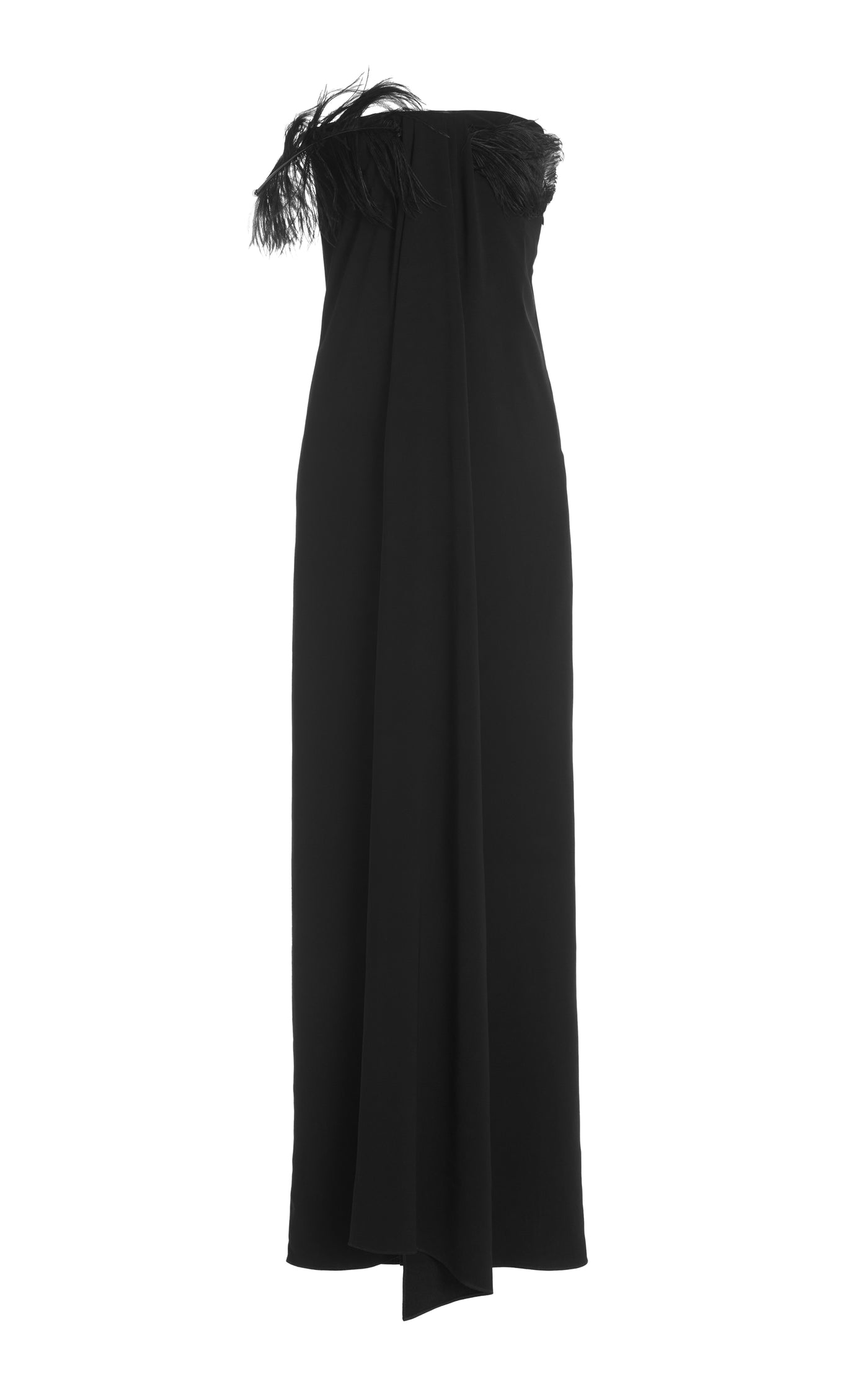 Mirai Feather-Trimmed Crepe Gown