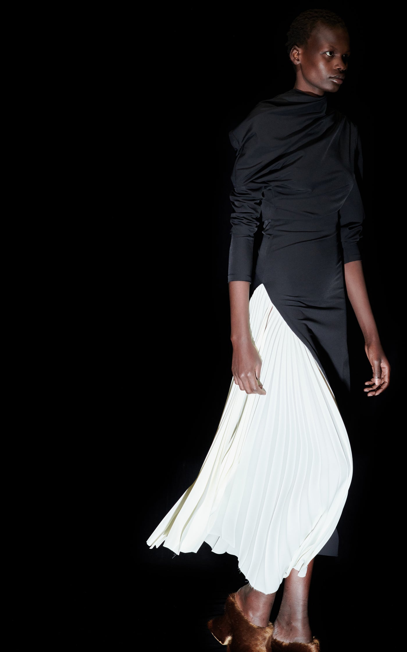 Pleated Jersey Maxi Dress