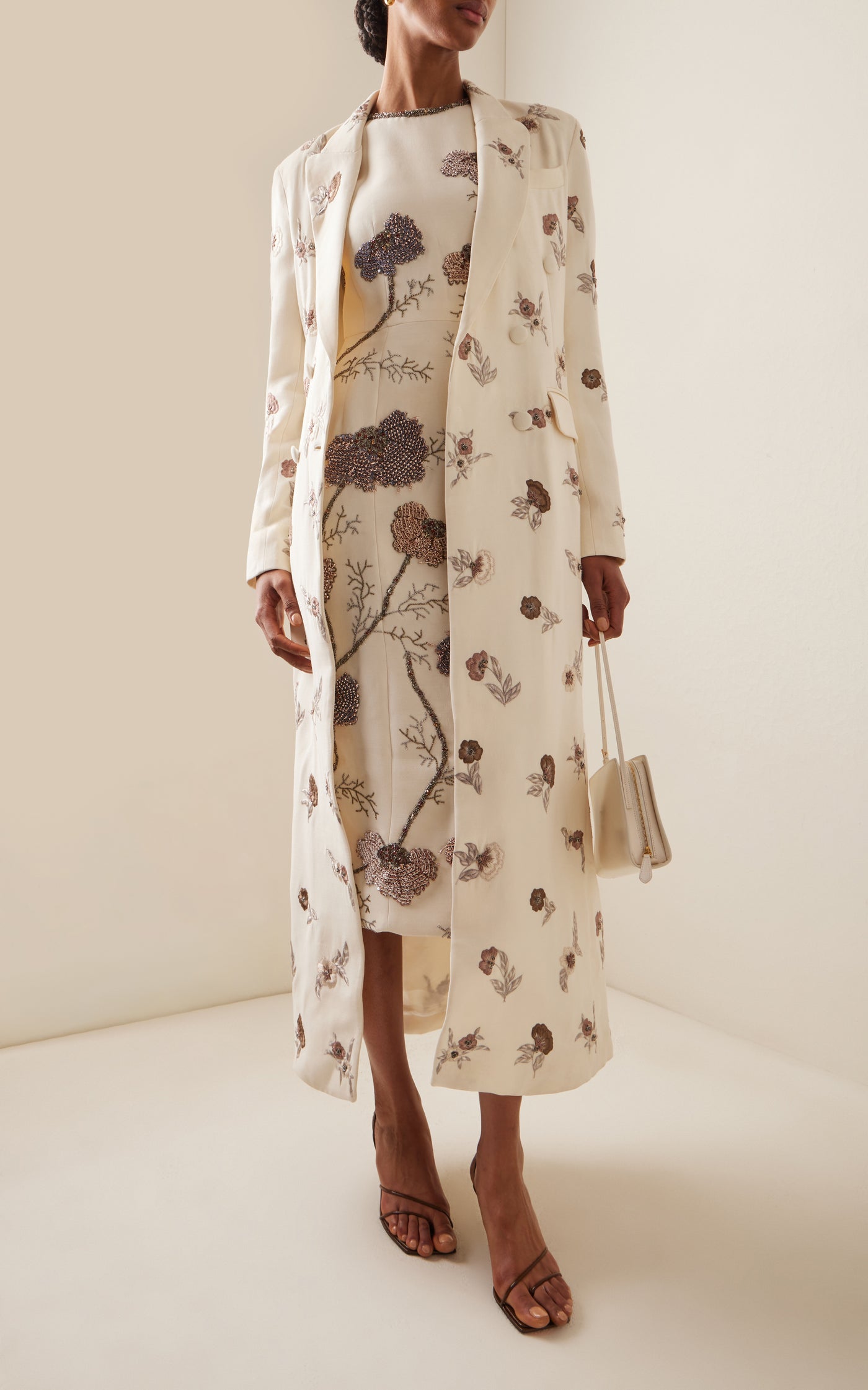 Manteau Embroidered Silk-Wool Coat