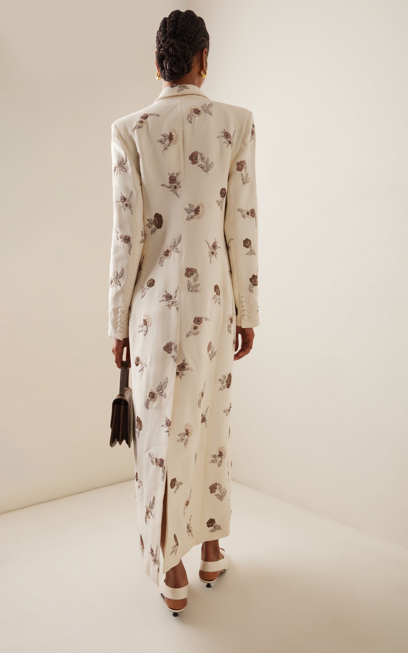 Manteau Embroidered Silk-Wool Coat