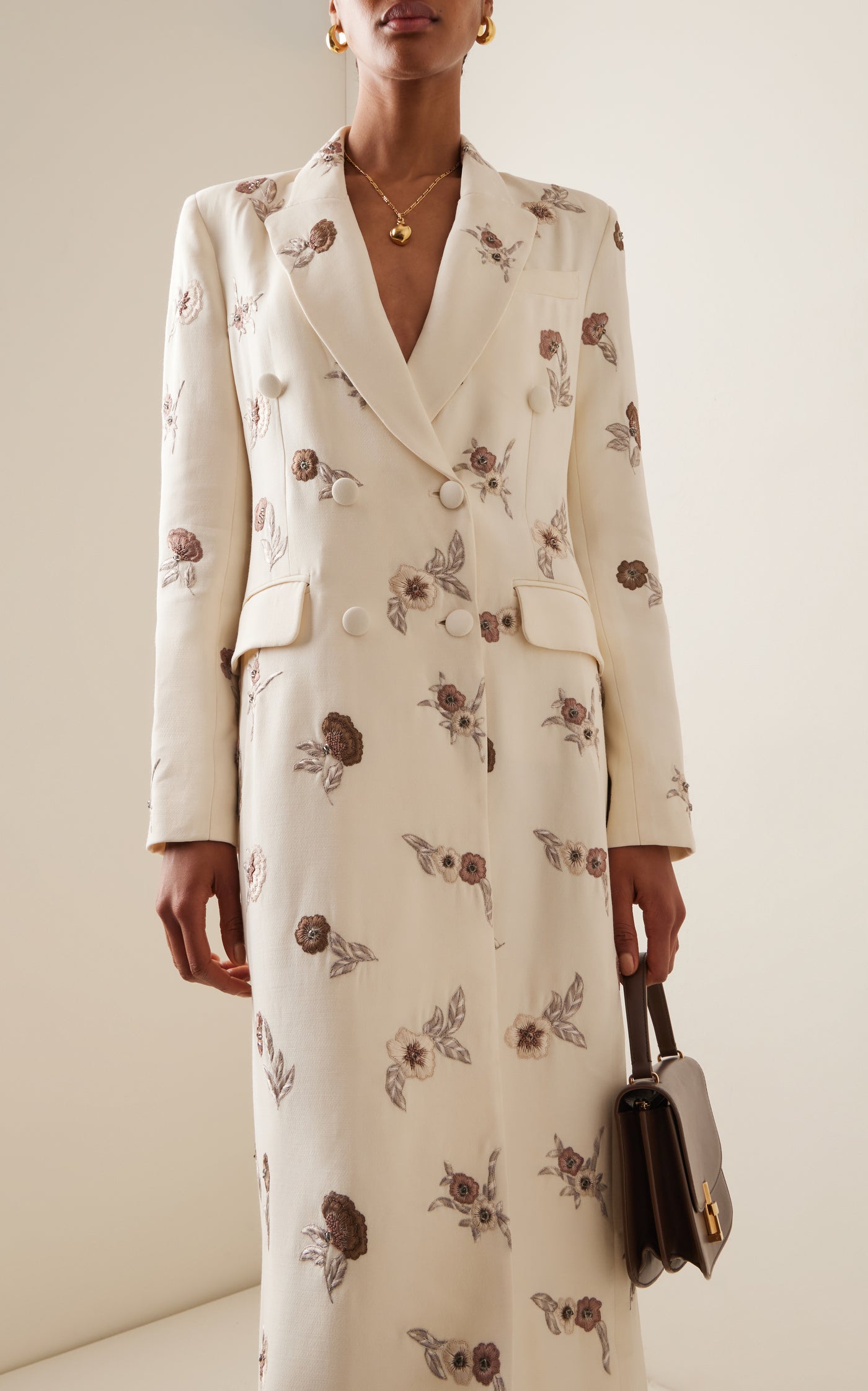Manteau Embroidered Silk-Wool Coat