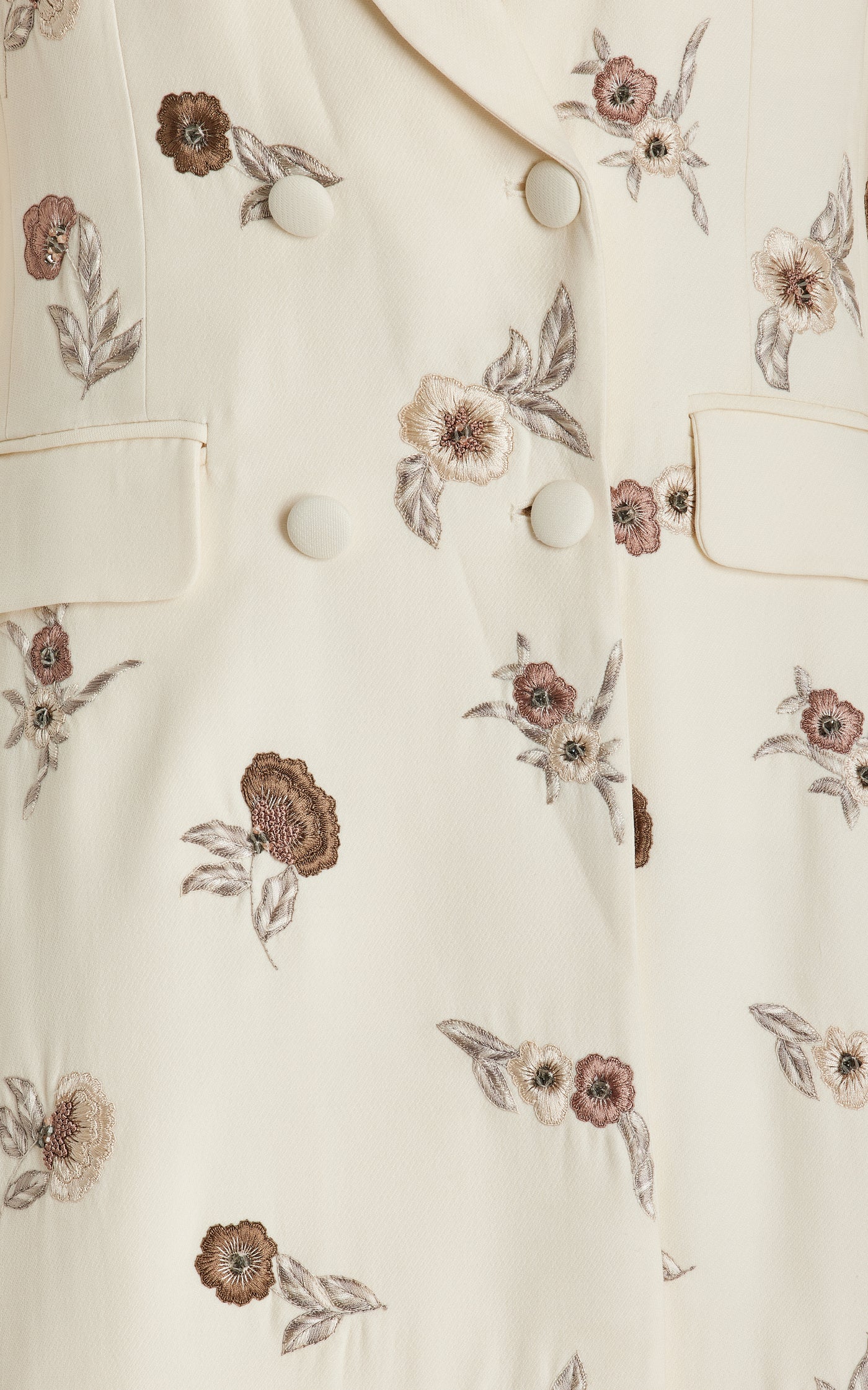 Manteau Embroidered Silk-Wool Coat