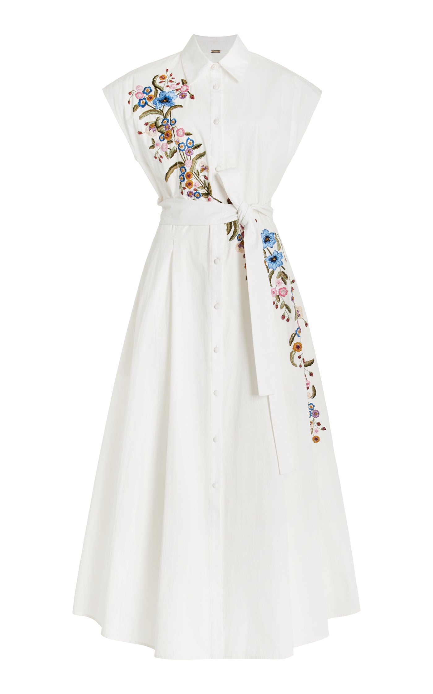 Dejeuner Embroidered Cotton Poplin Maxi Dress
