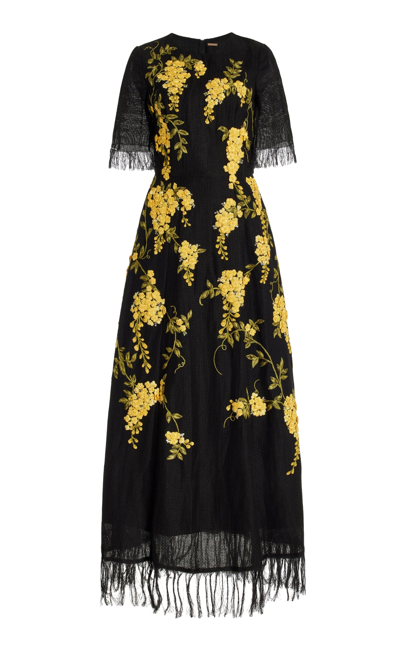 Evangeline Fringed Linen-Blend Maxi Dress