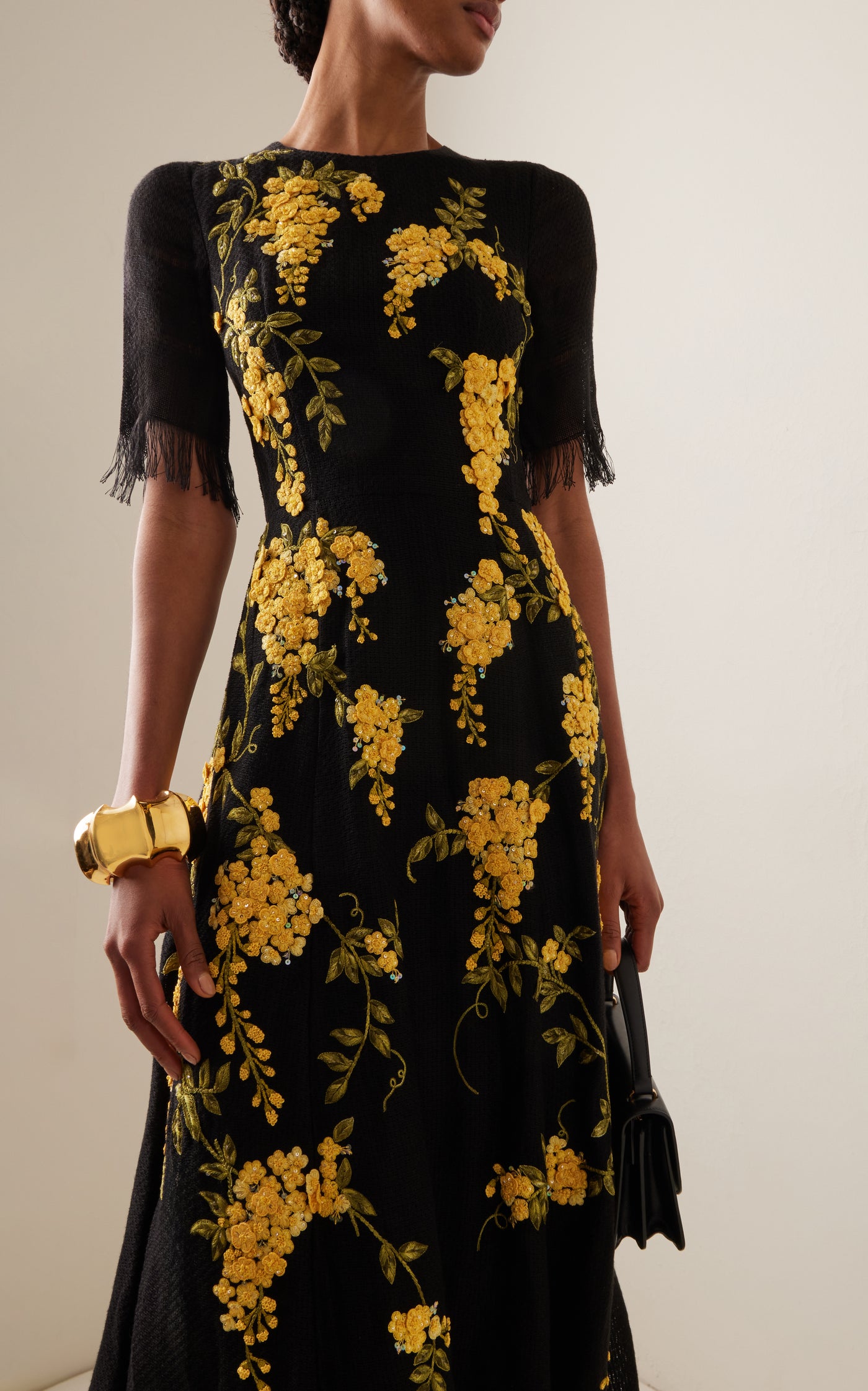 Evangeline Fringed Linen-Blend Maxi Dress