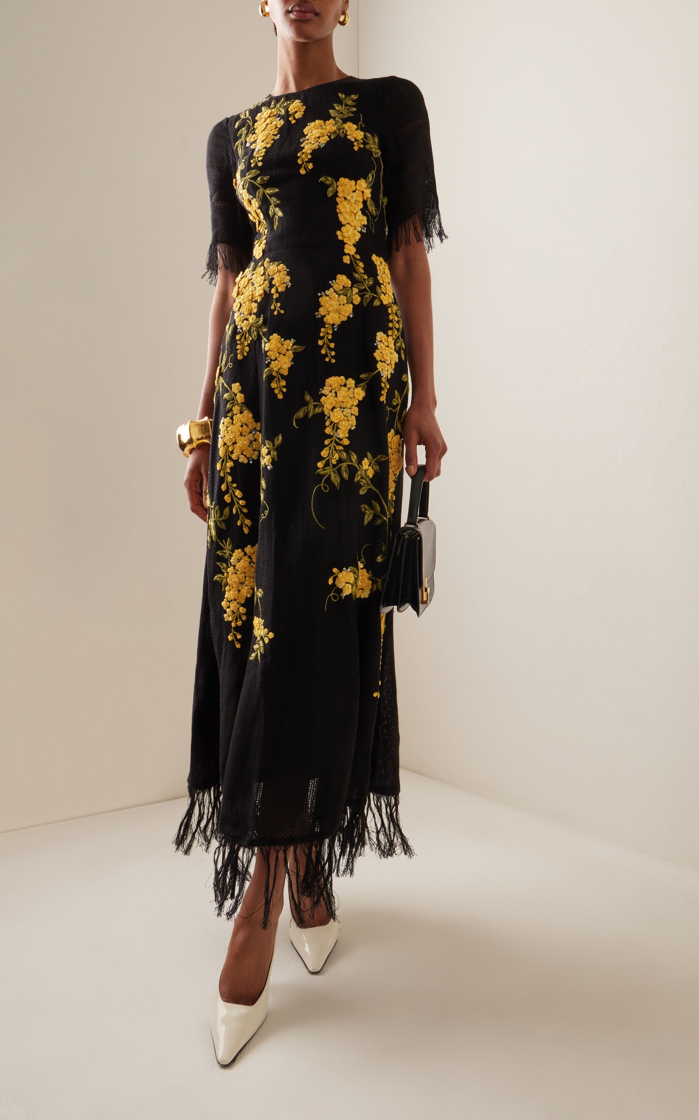 Evangeline Fringed Linen-Blend Maxi Dress