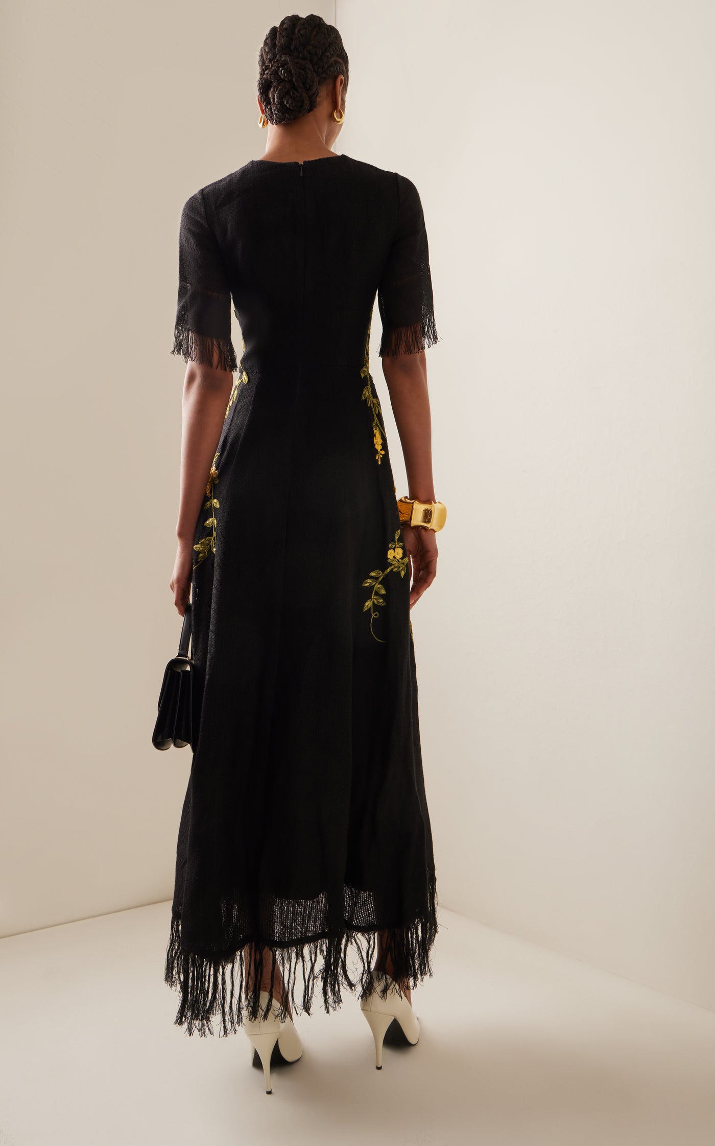 Evangeline Fringed Linen-Blend Maxi Dress