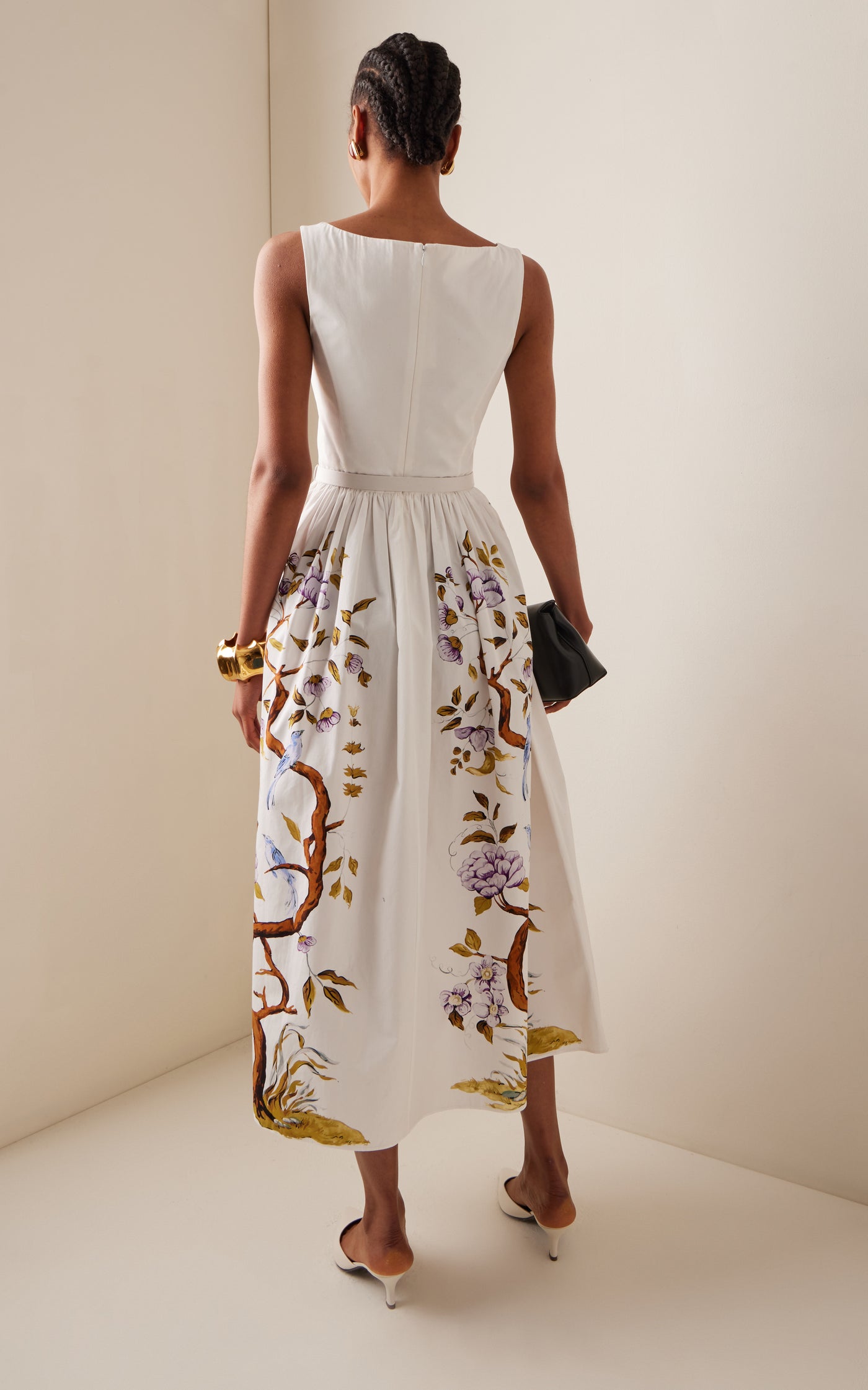 Printed Cotton Poplin Midi Dress