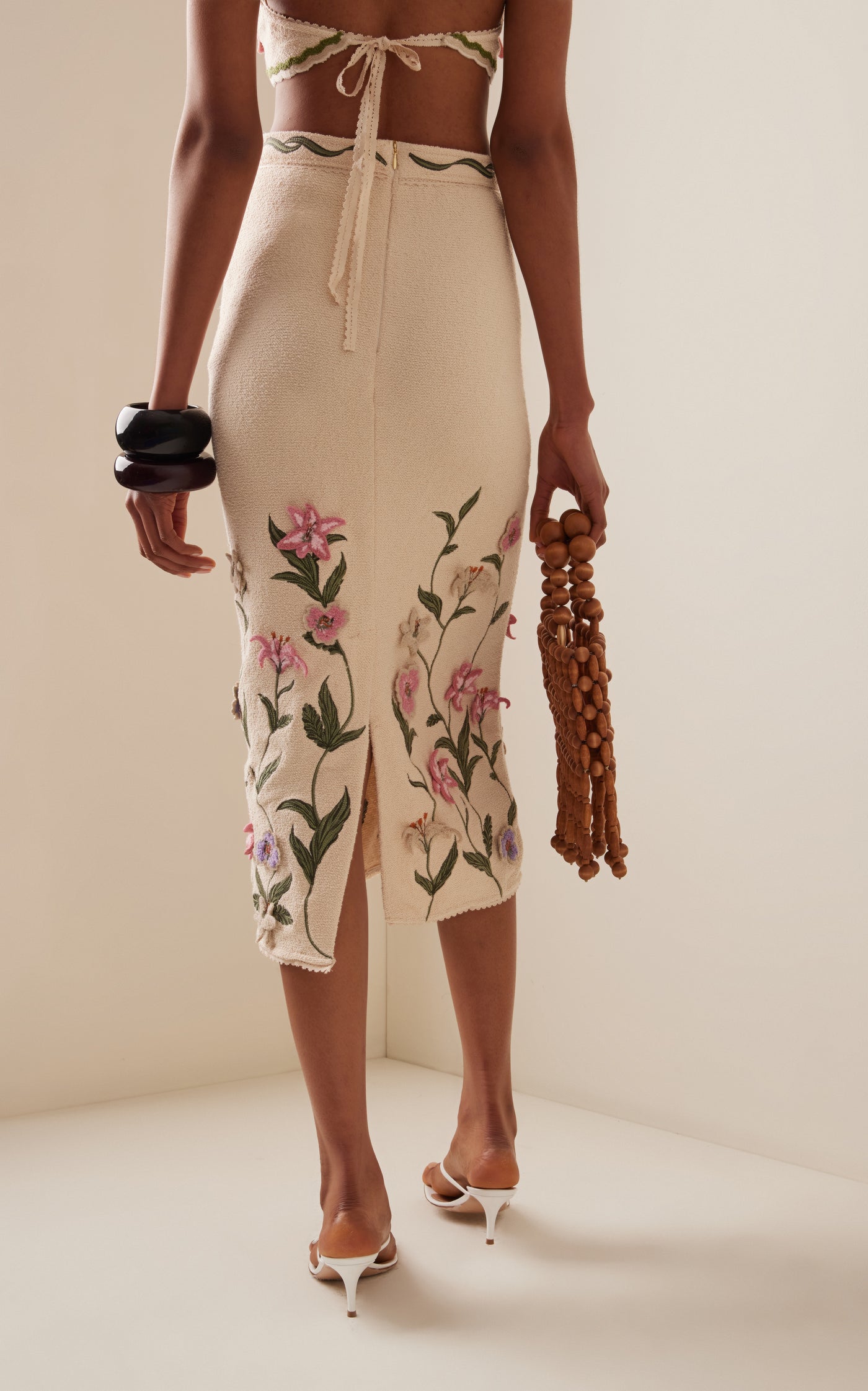 Chlorella Pacifico Embroidered Cotton-Blend Maxi Skirt