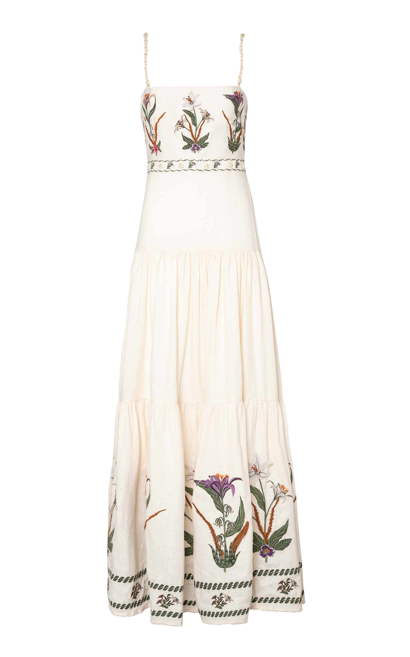Lima Embroidered Linen Maxi Dress