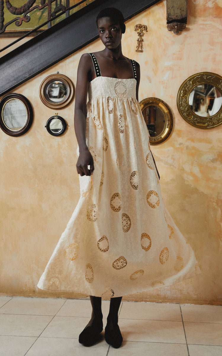 Verbena Platero Embroidered Linen Maxi Dress