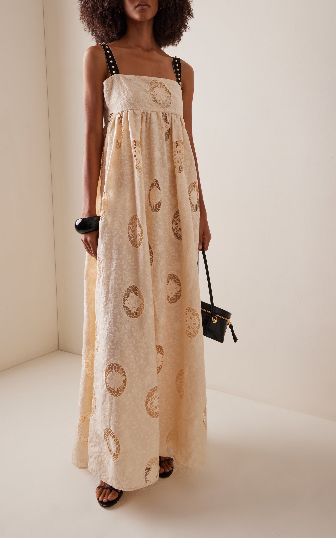 Verbena Platero Embroidered Linen Maxi Dress