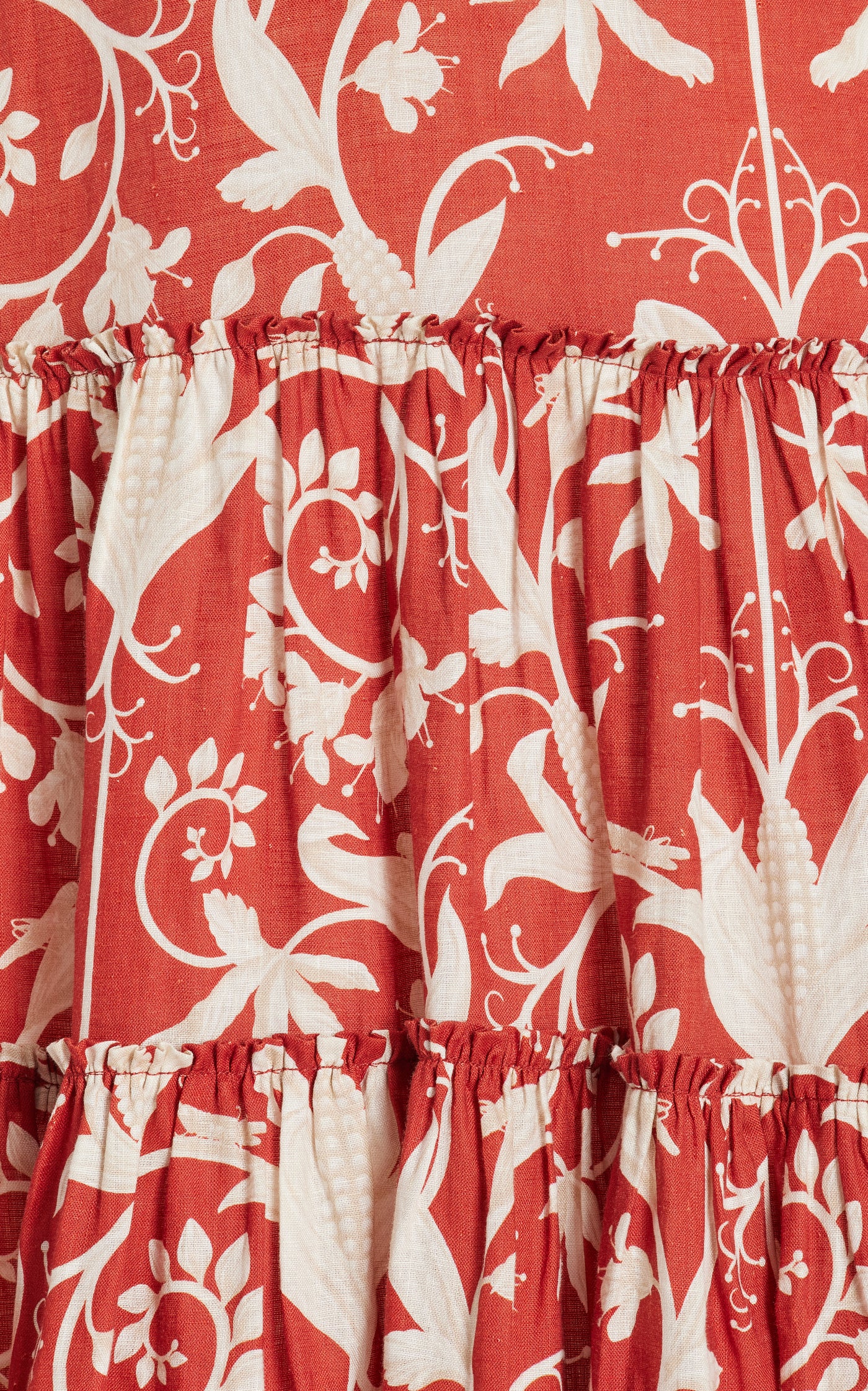 Lago Maiz Tiered Linen Midi Dress