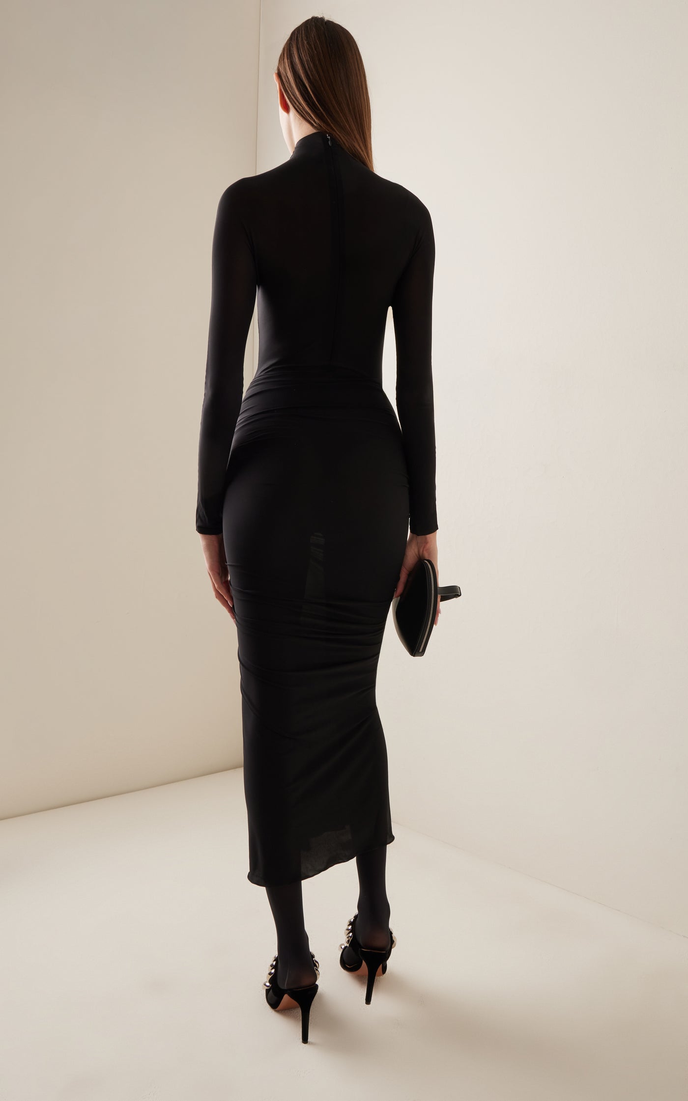 Gathered Jersey Midi Dress