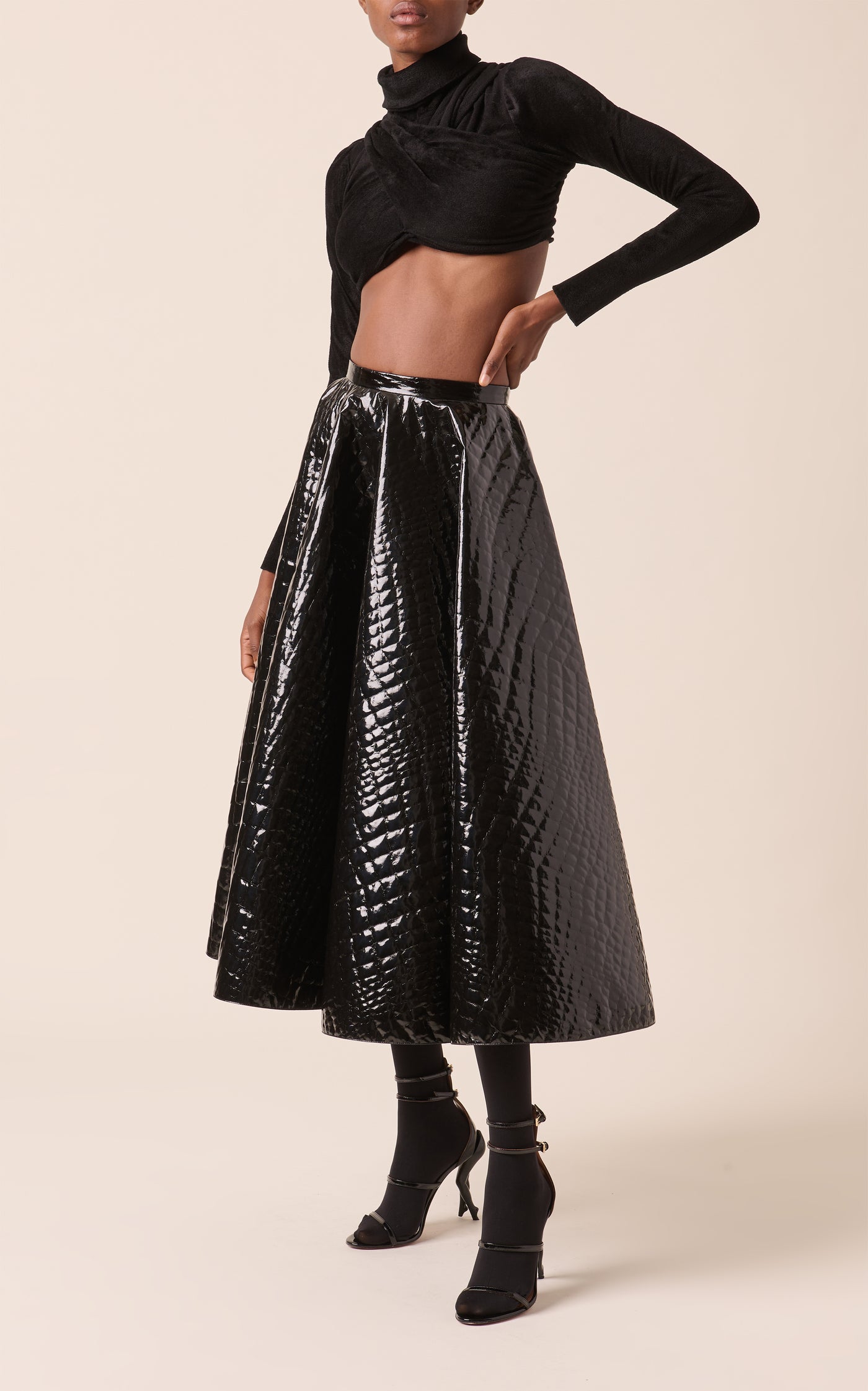 Embossed Midi Skirt