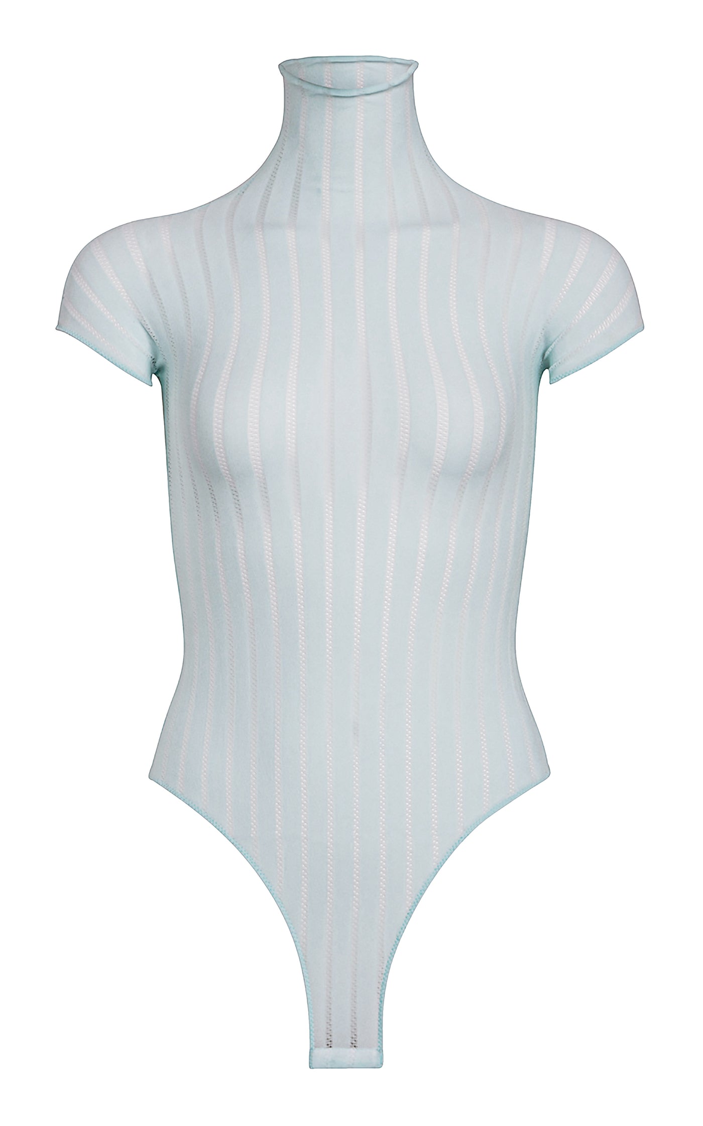 Stripe-Knit Turtleneck Bodysuit