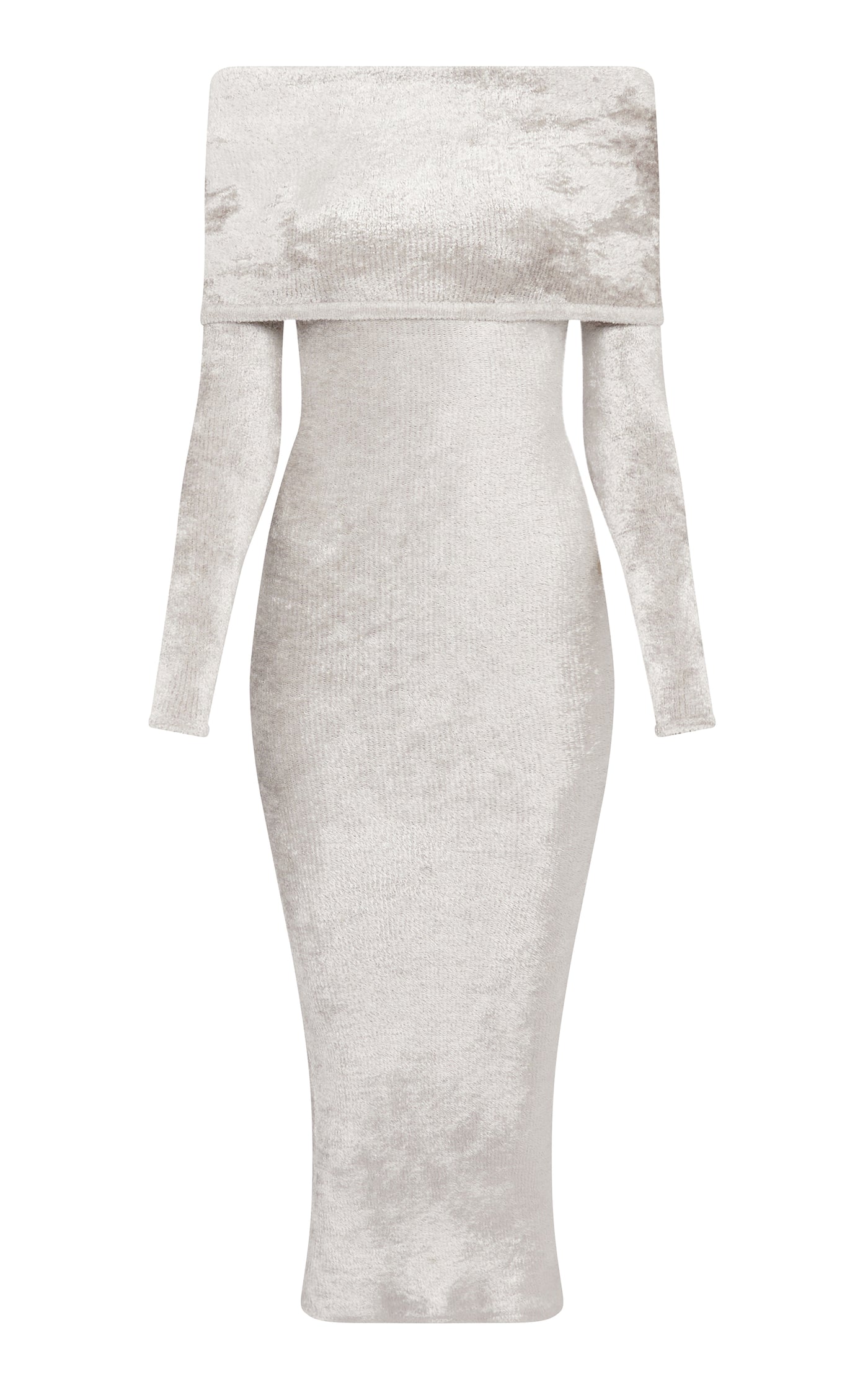 Off-The-Shoulder Velvet Midi Dress