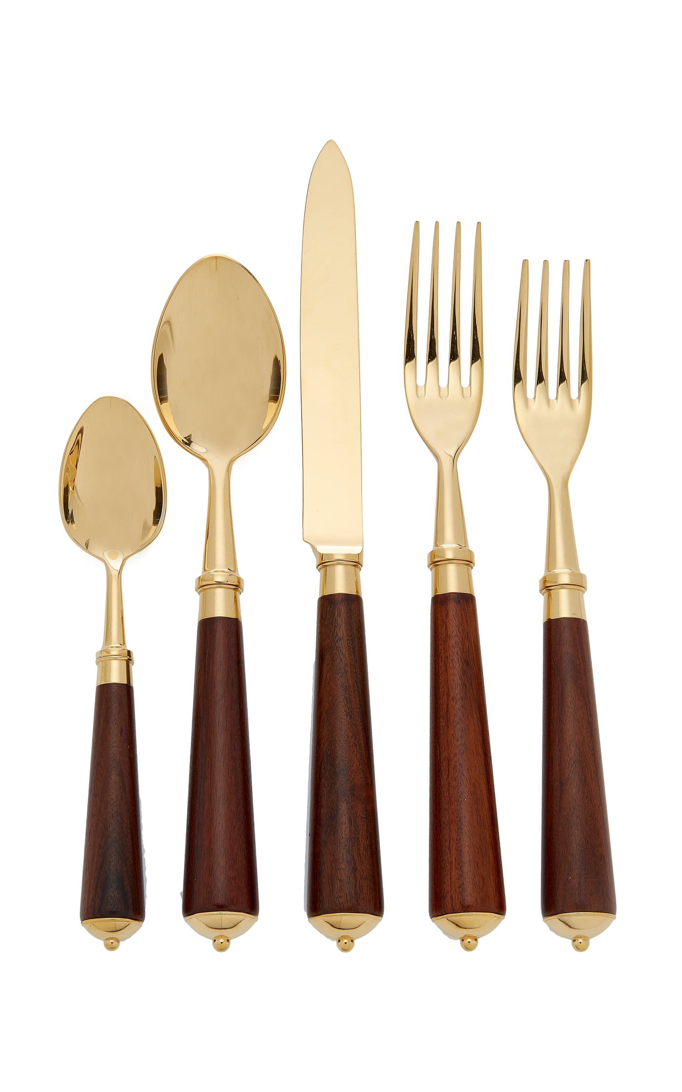 Julia Gold-Plated Rosewood Flatware Set