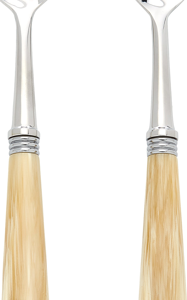 Tonia Stainless Steel and Horn Salad Set