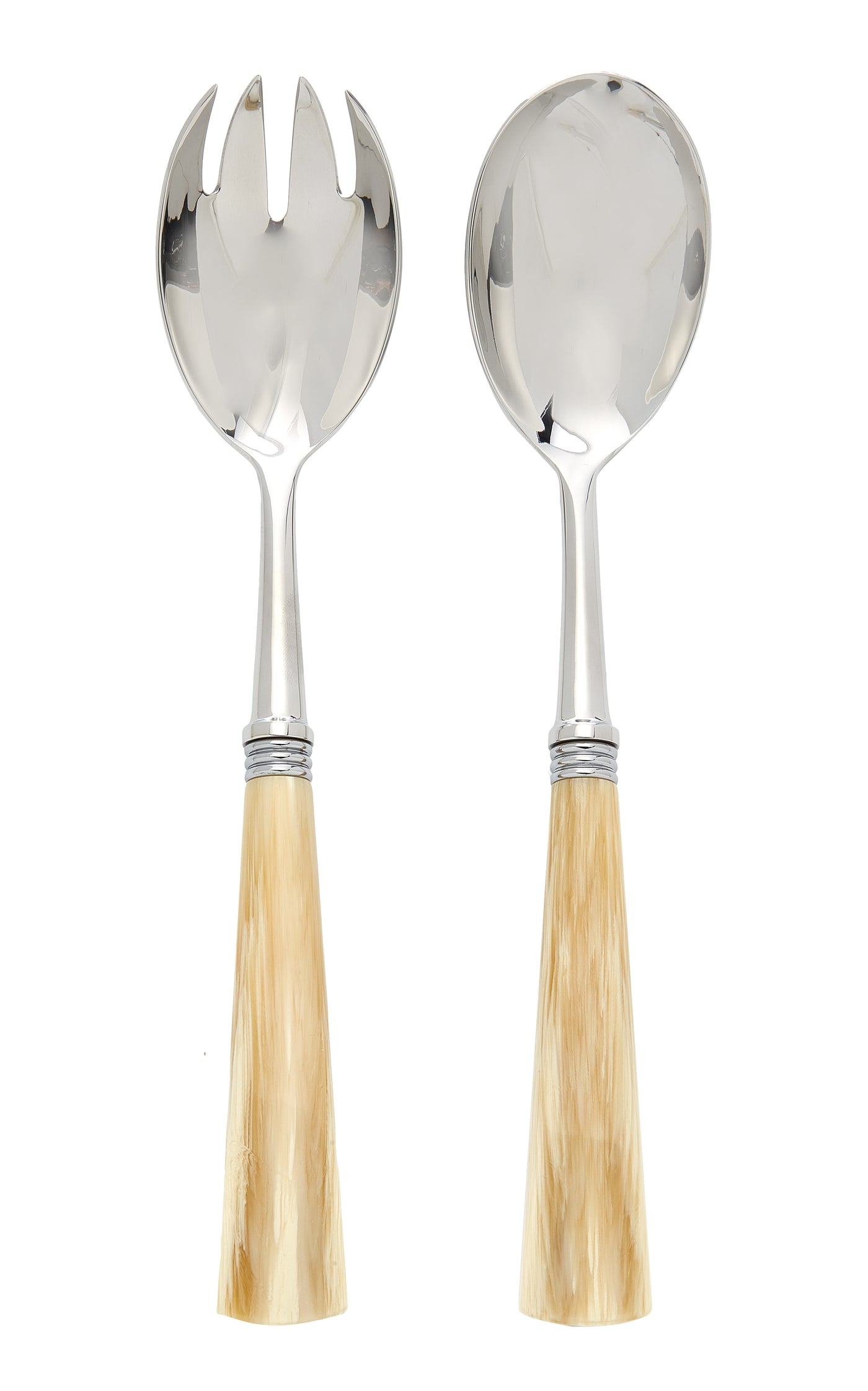 Tonia Stainless Steel and Horn Salad Set