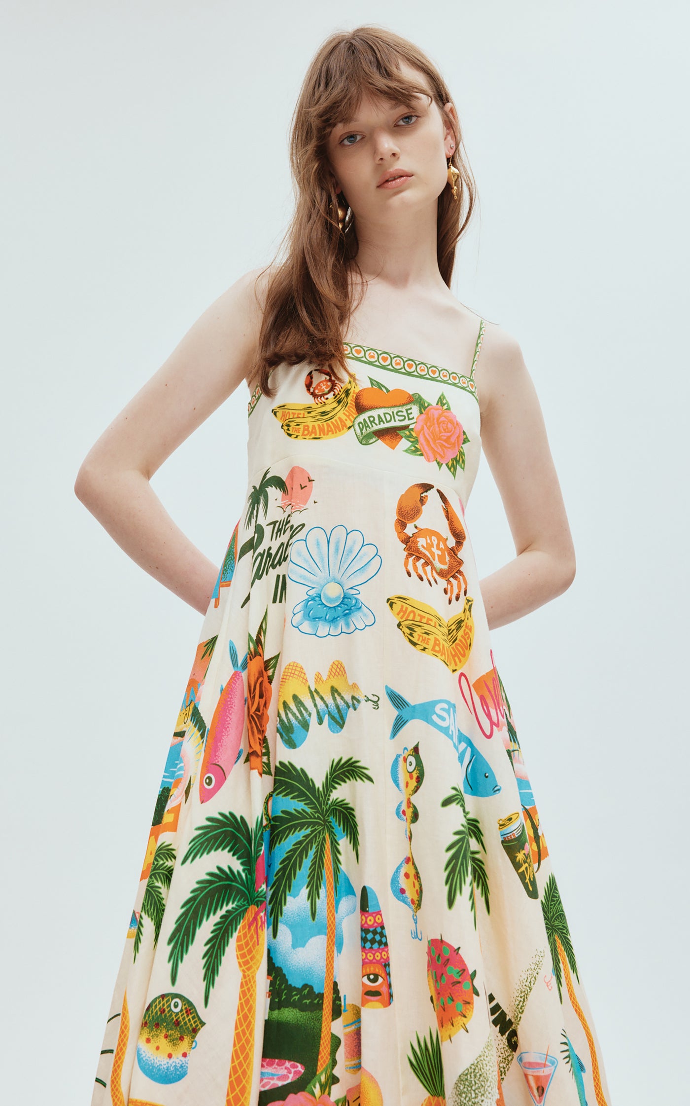 Paradiso Printed-Linen Maxi Dress
