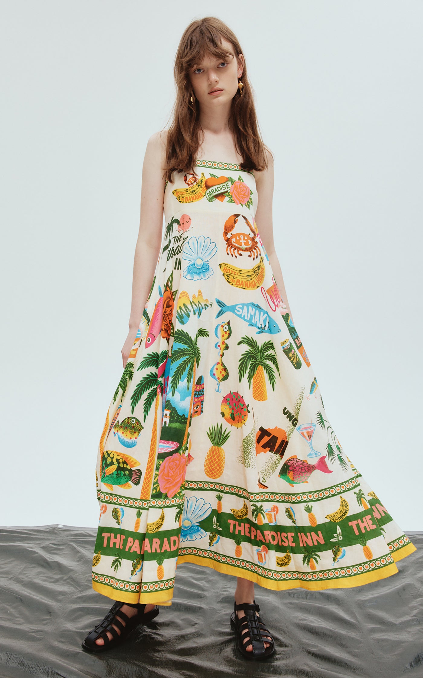 Paradiso Printed-Linen Maxi Dress