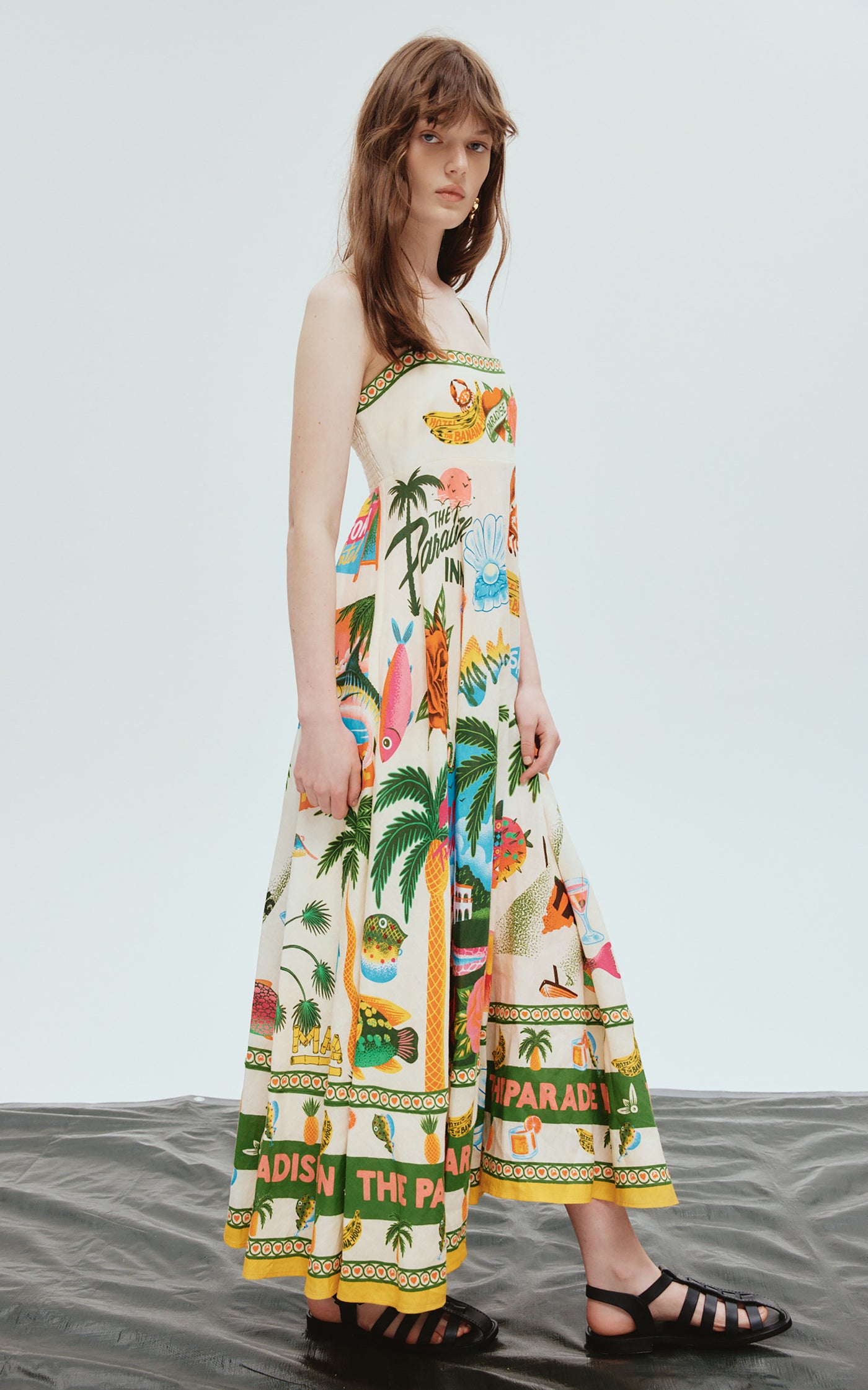 Paradiso Printed-Linen Maxi Dress
