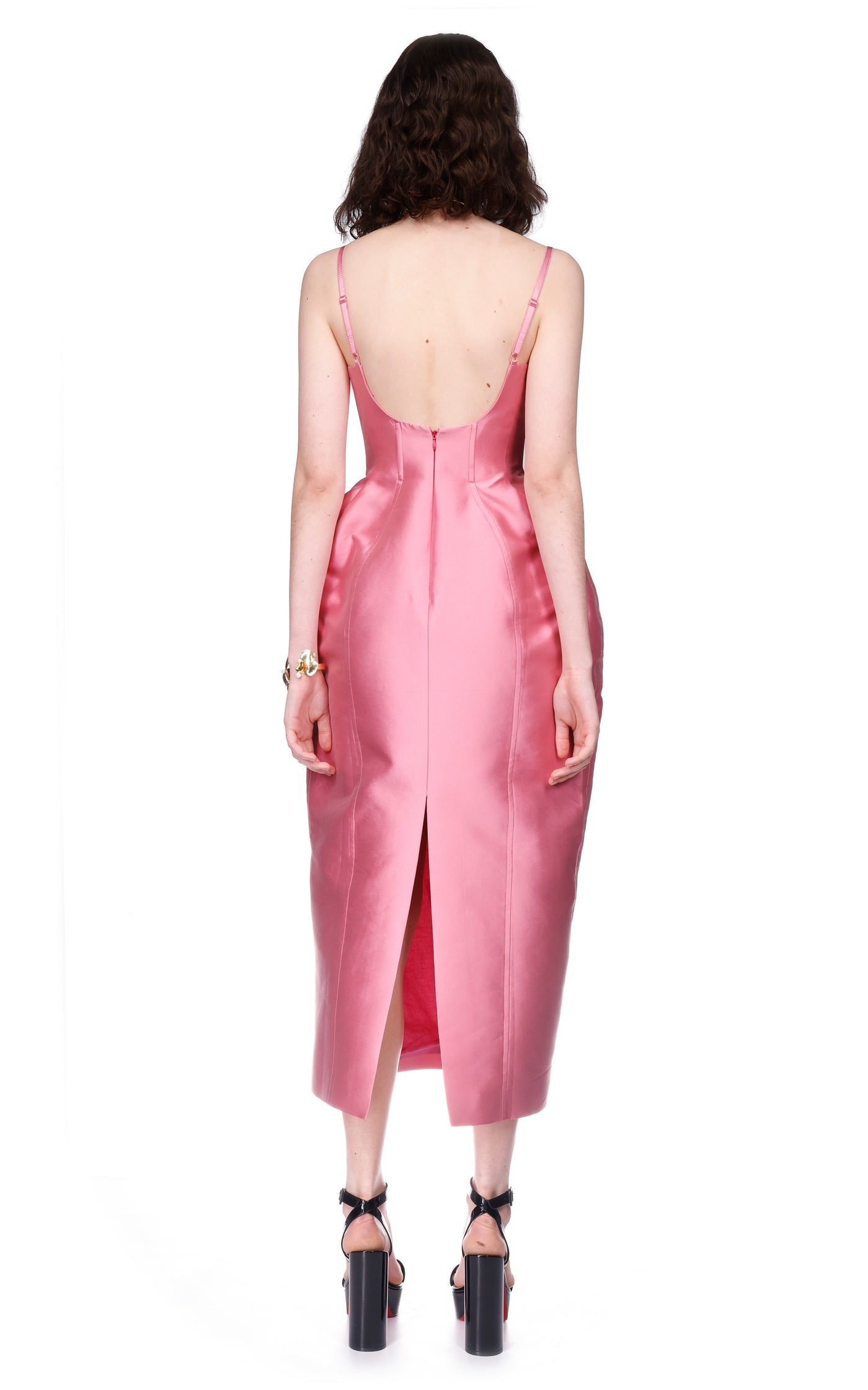 Priscilla Sculpted Taffeta Midi Dress