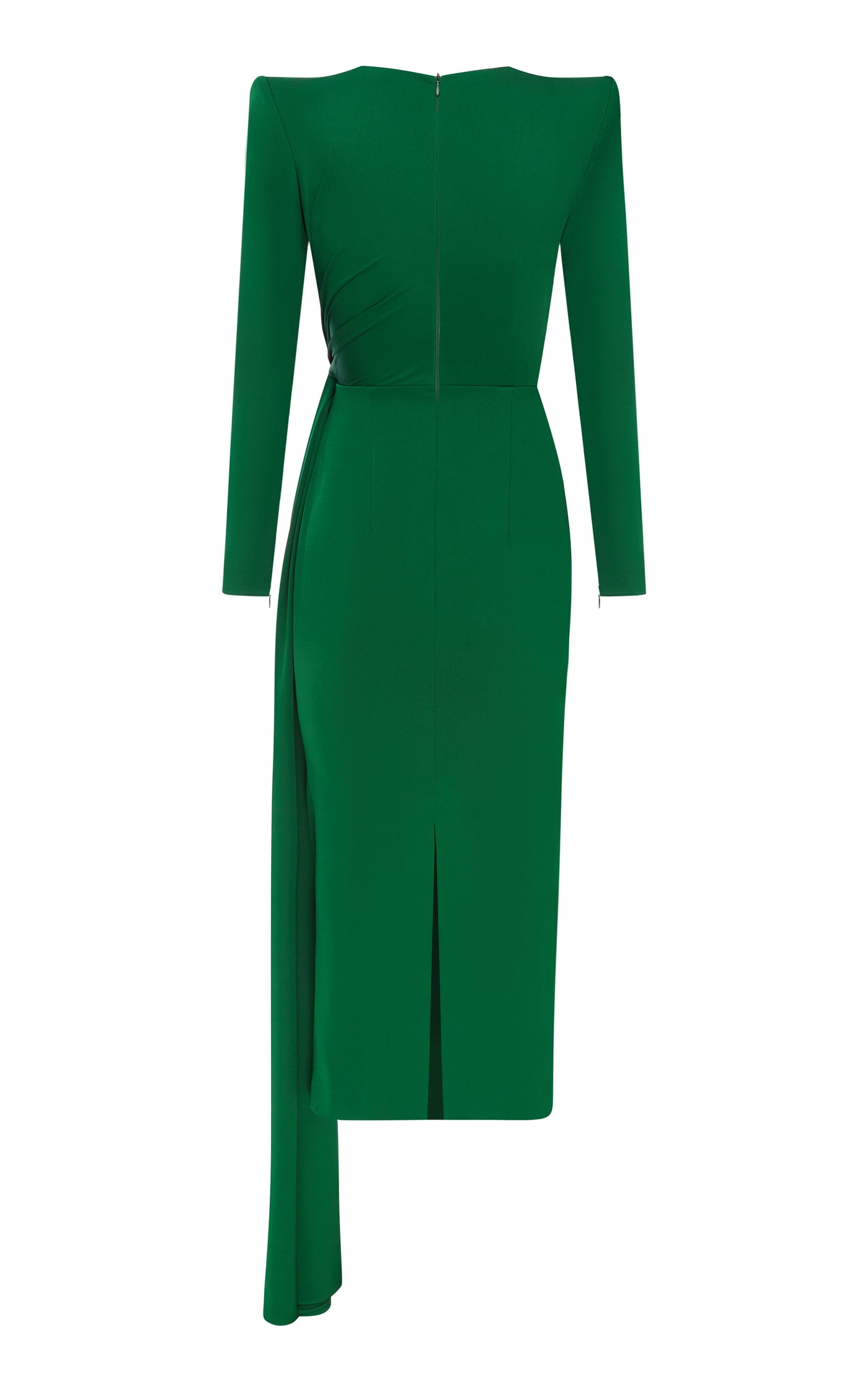 Twisted Satin-Crepe Midi Dress