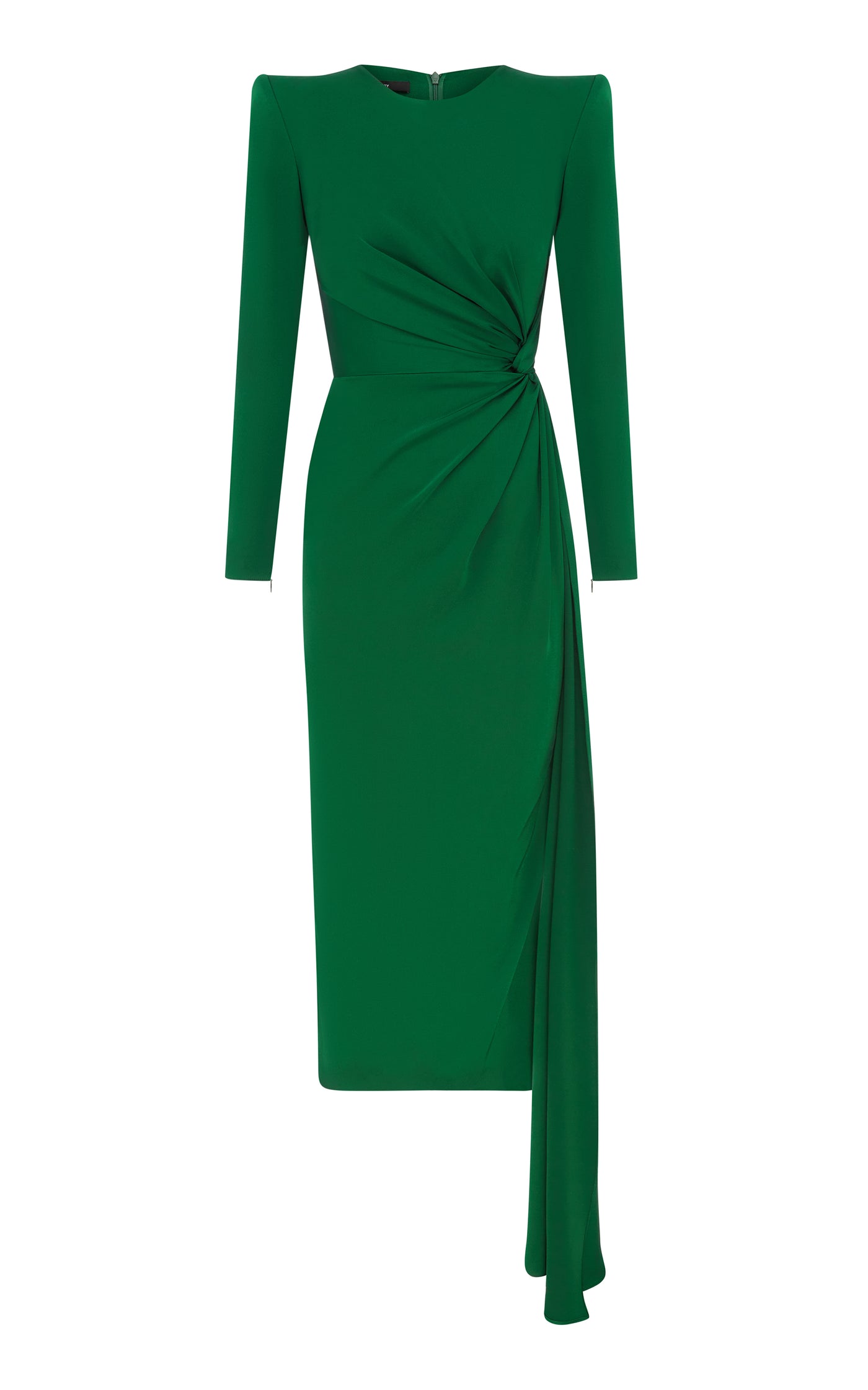 Twisted Satin-Crepe Midi Dress