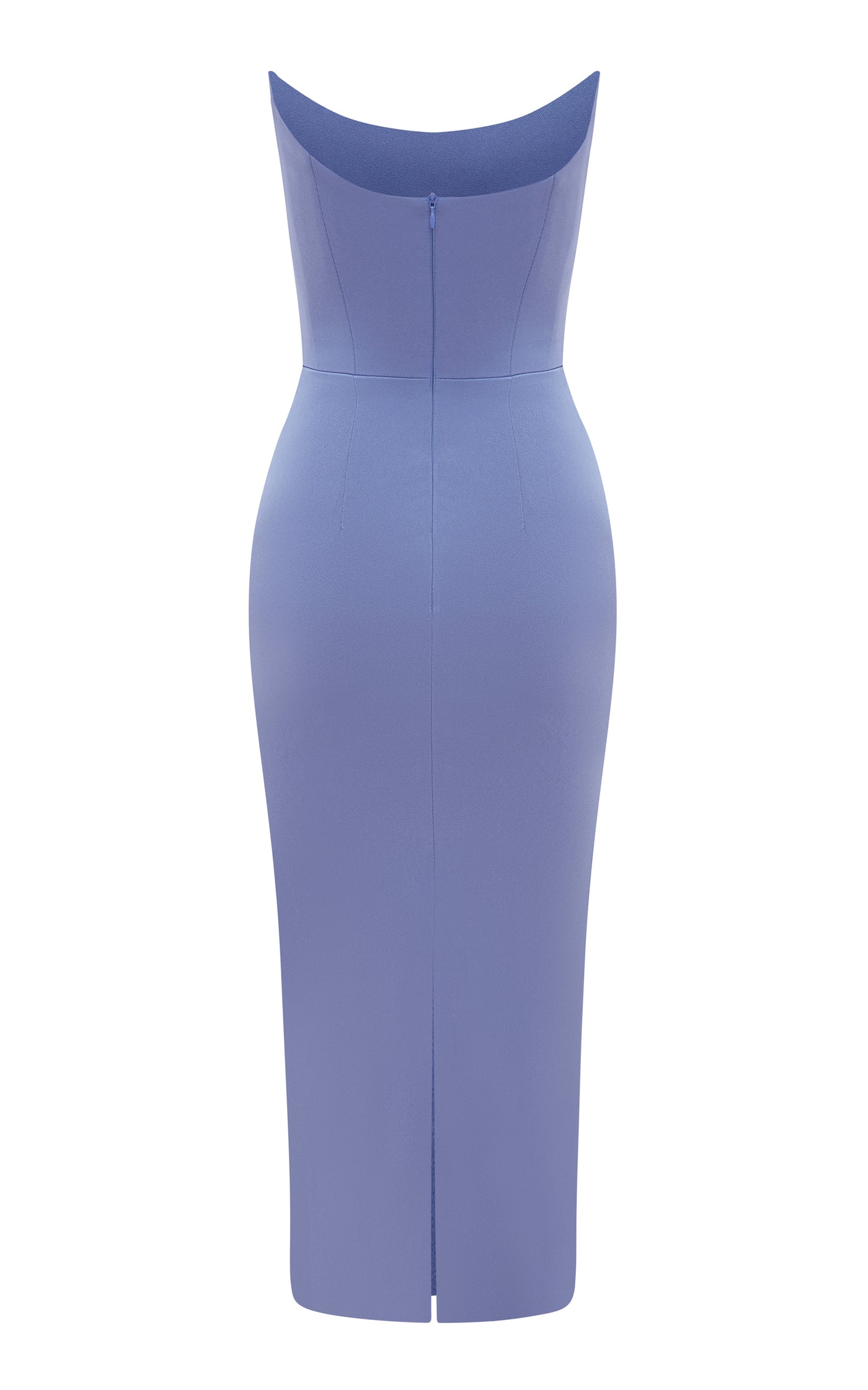 Strapless Satin-Crepe Midi Dress