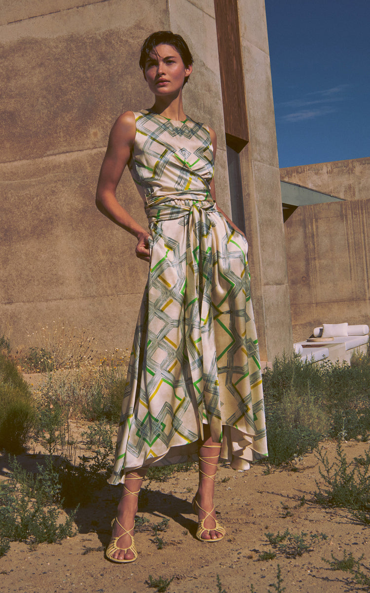 Biasca Tie-Detailed Silk-Blend Midi Dress
