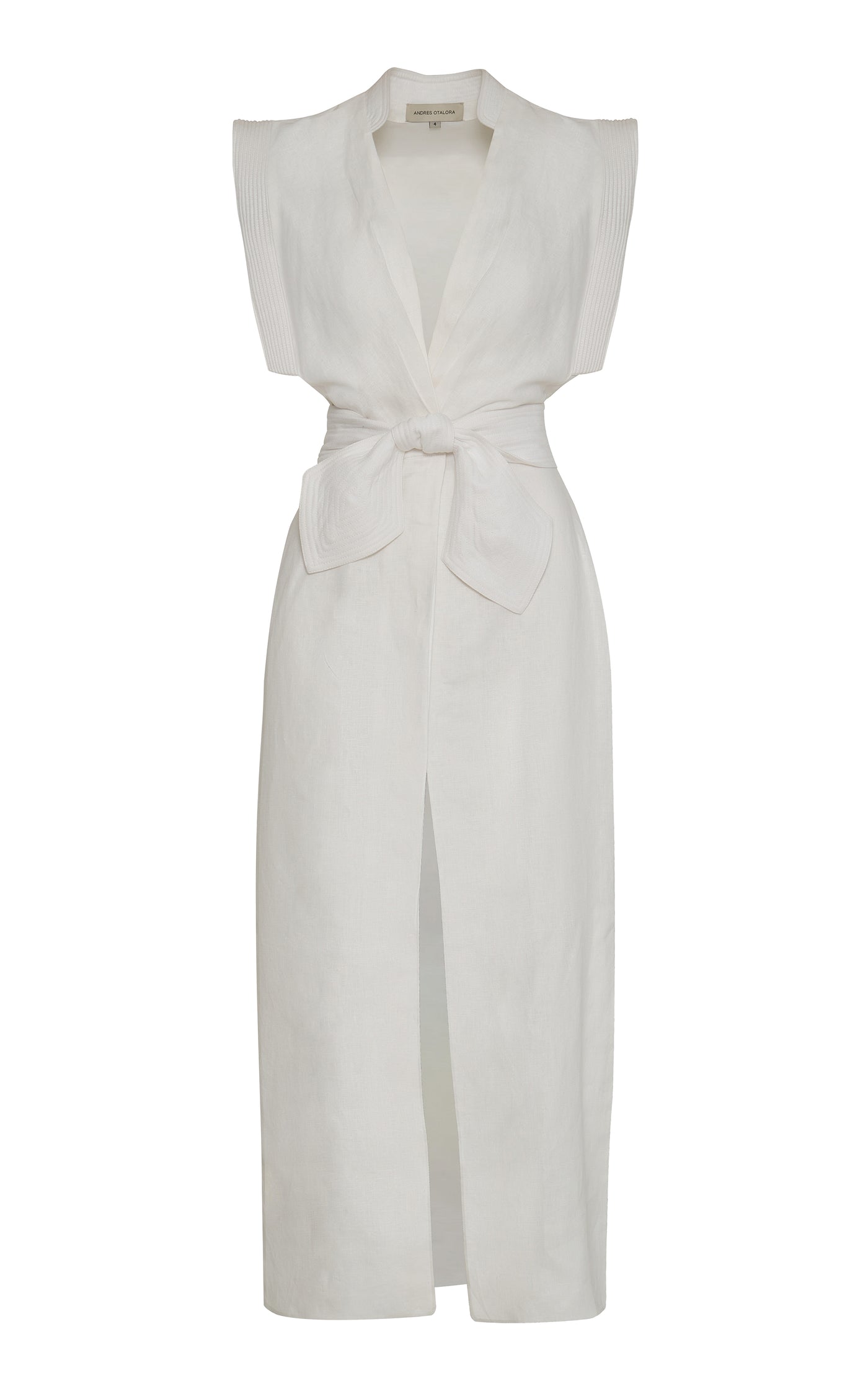 Aguila Tie-Detailed Linen Midi Dress