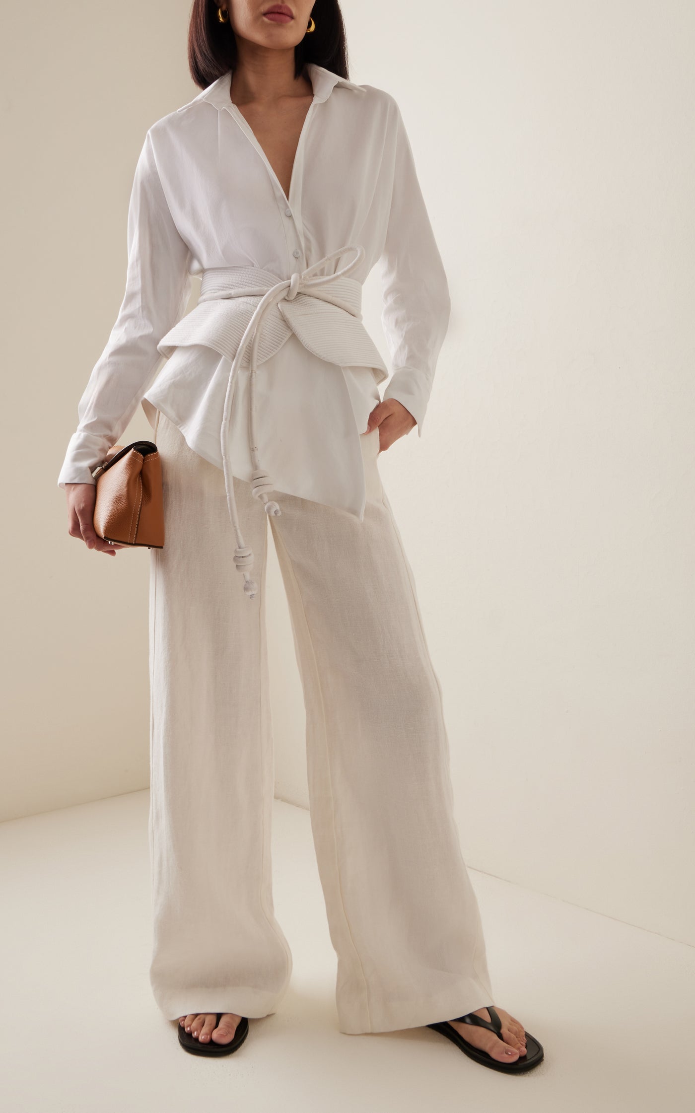 Tierra De Luz Belted Cotton Poplin Shirt