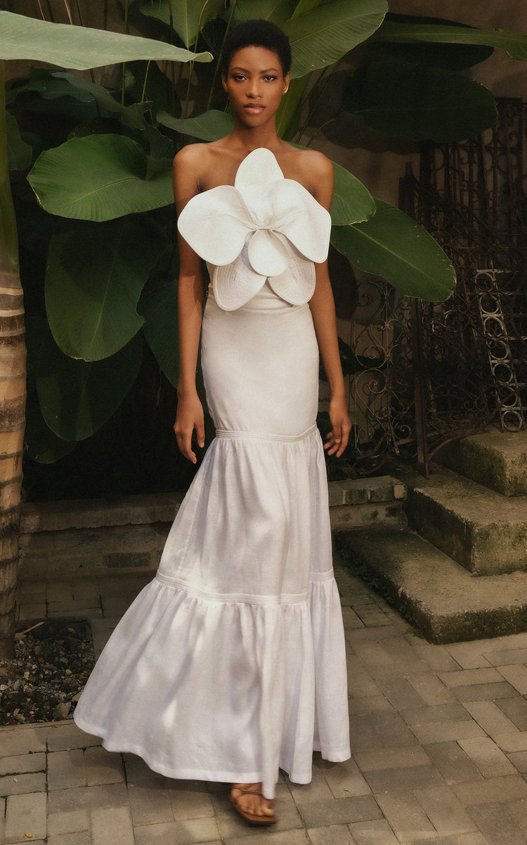 Venecia Tiered Linen Maxi Skirt