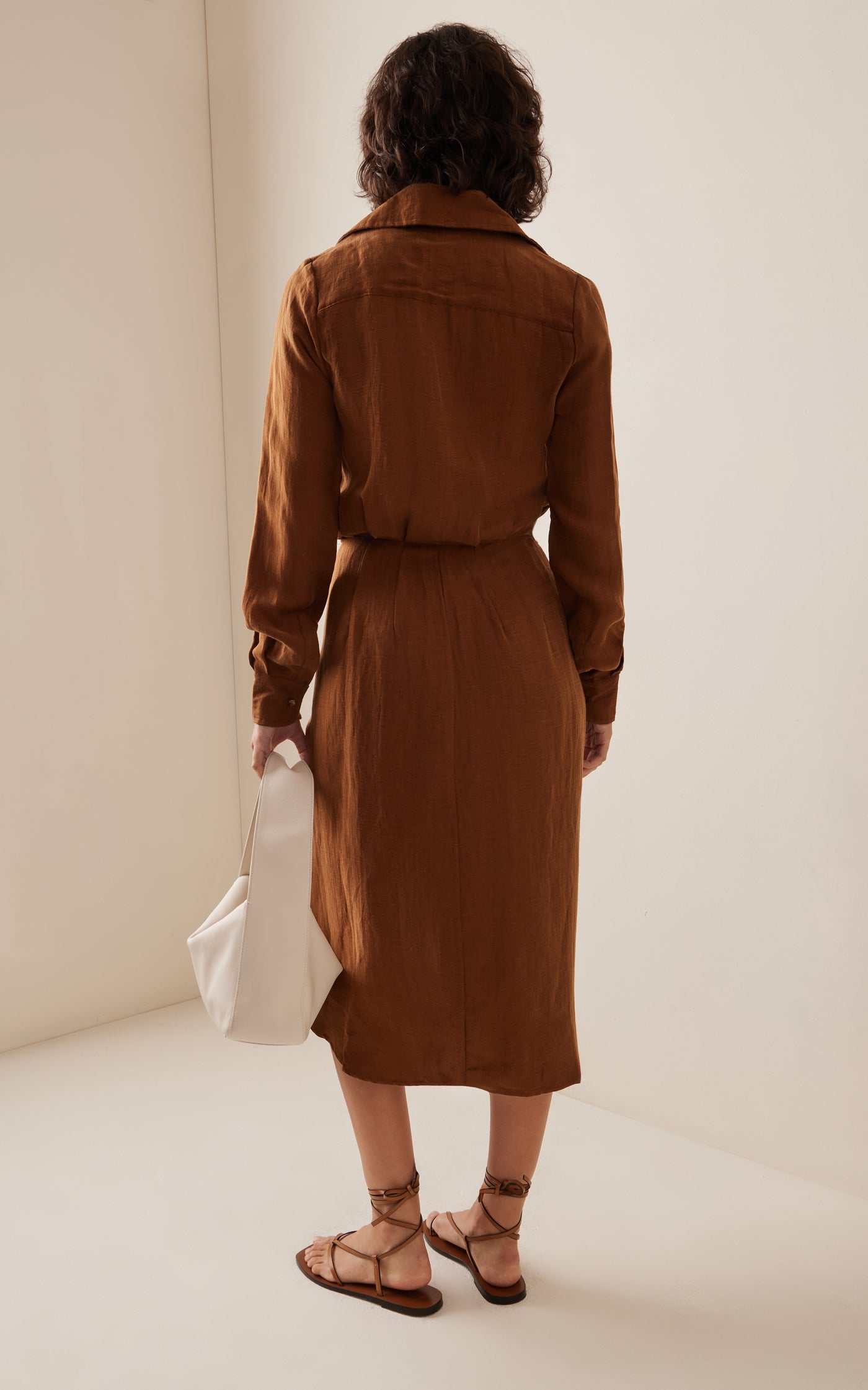 The L.A. Linen-Blend Midi Wrap Shirt Dress