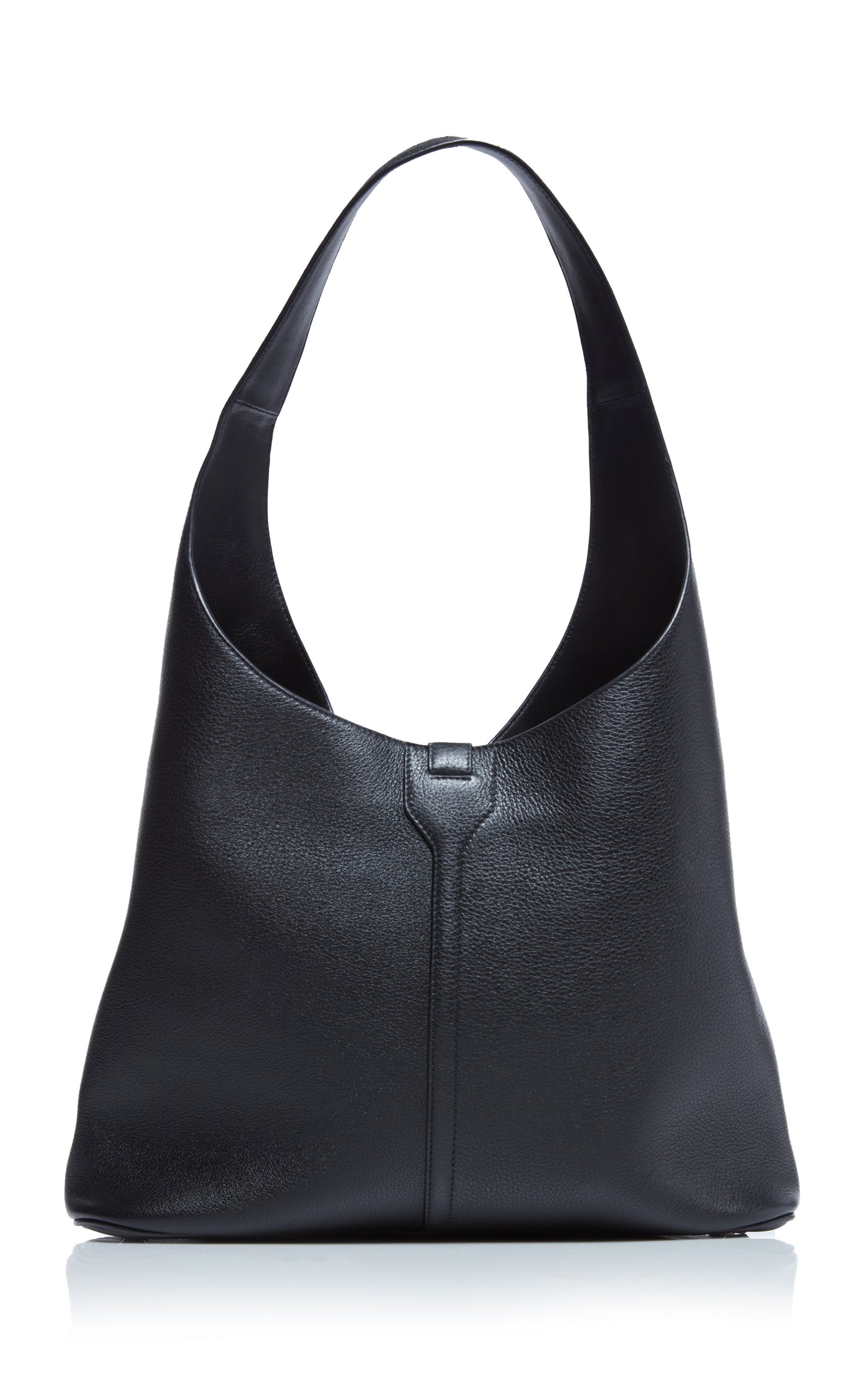 Lock-Detailed Leather Hobo Bag