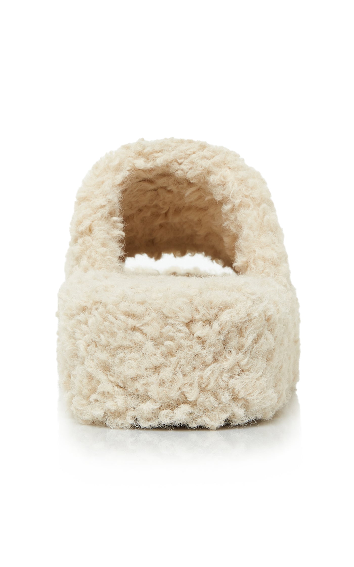 Faux Shearling Platform Slide Sandals