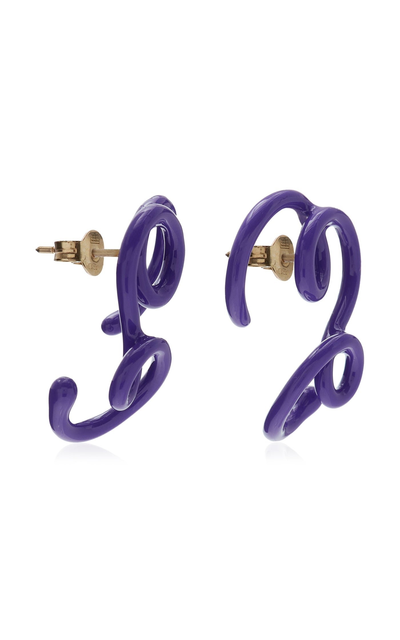 WOW Mega Enameled 9K Yellow Gold Earrings