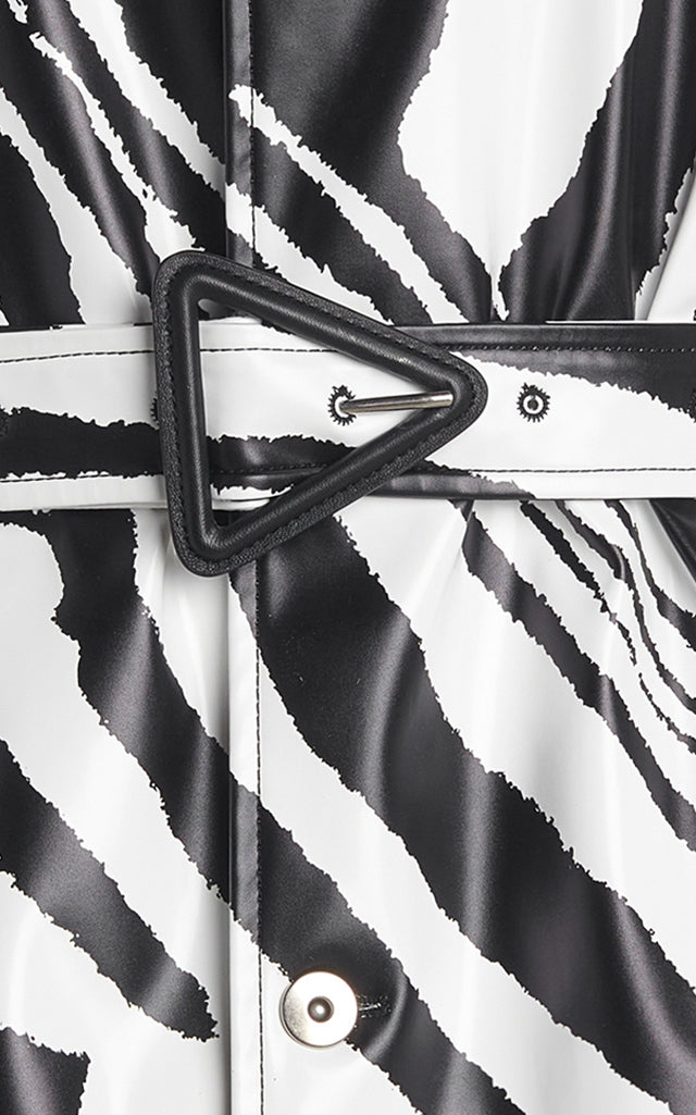 Zebra-Print Rubber-Coated Coat