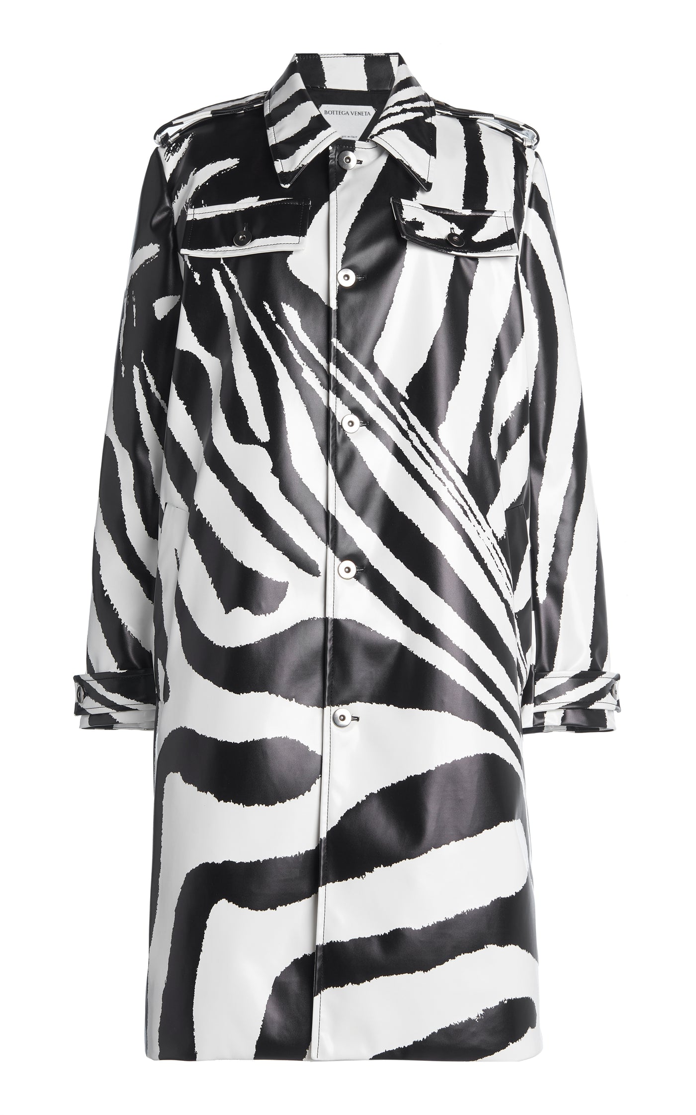 Zebra-Print Rubber-Coated Coat
