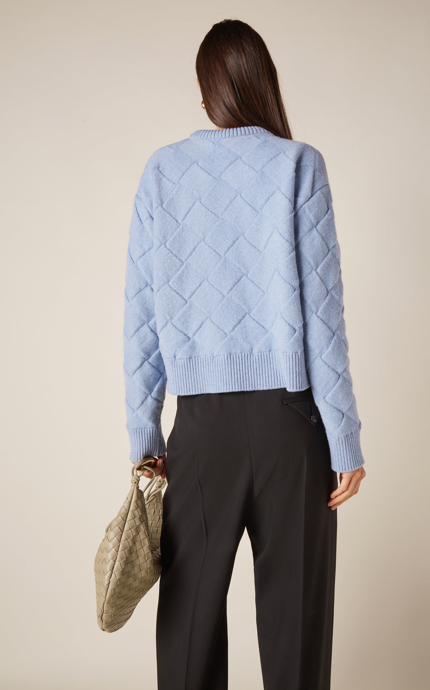 Checked Knit Wool Sweater