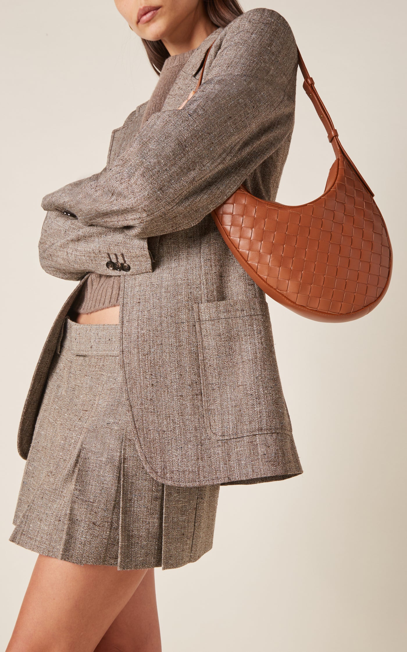 Small Hobo Intrecciato Leather Bag