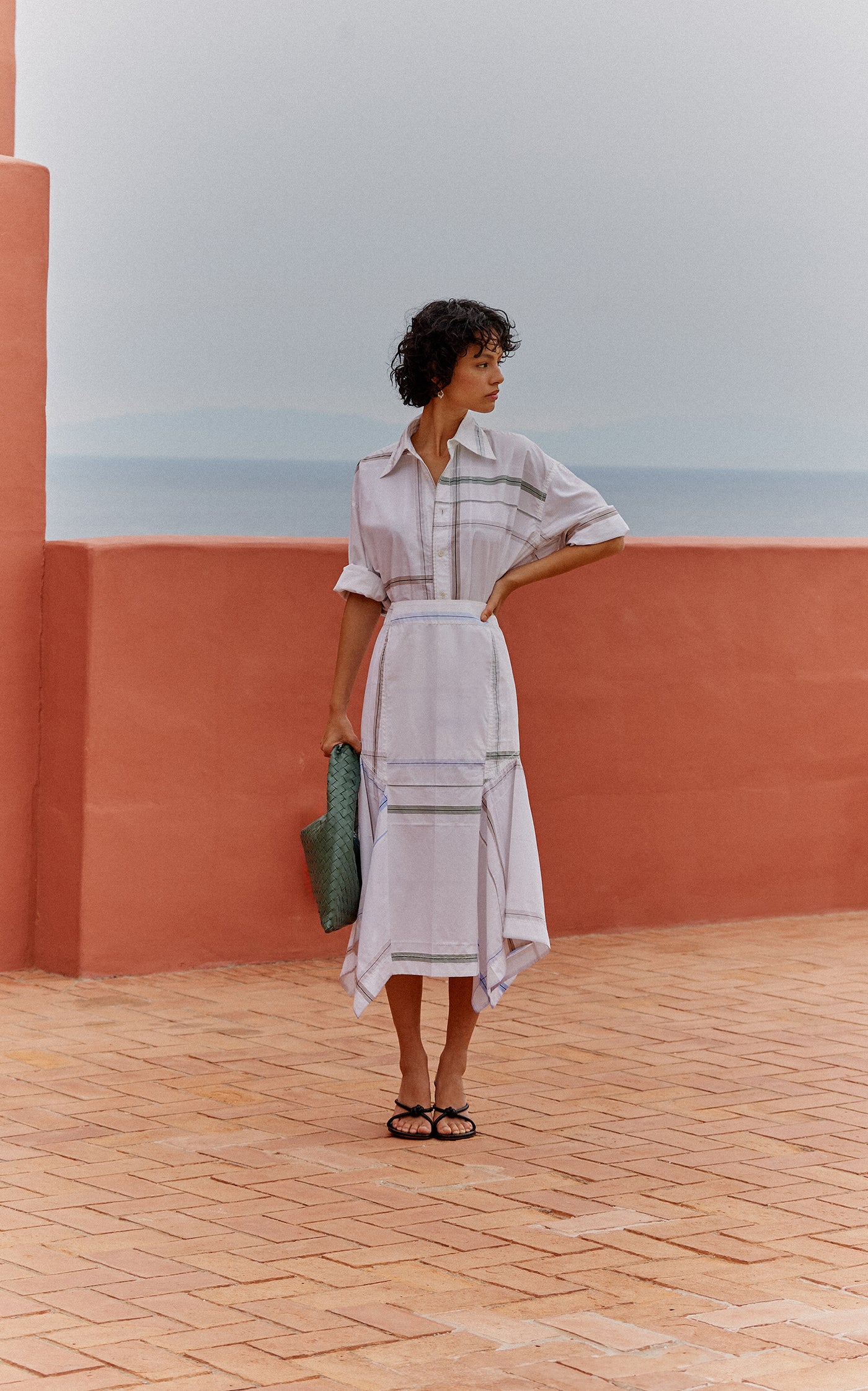 Exclusive Checked Cotton Midi Skirt