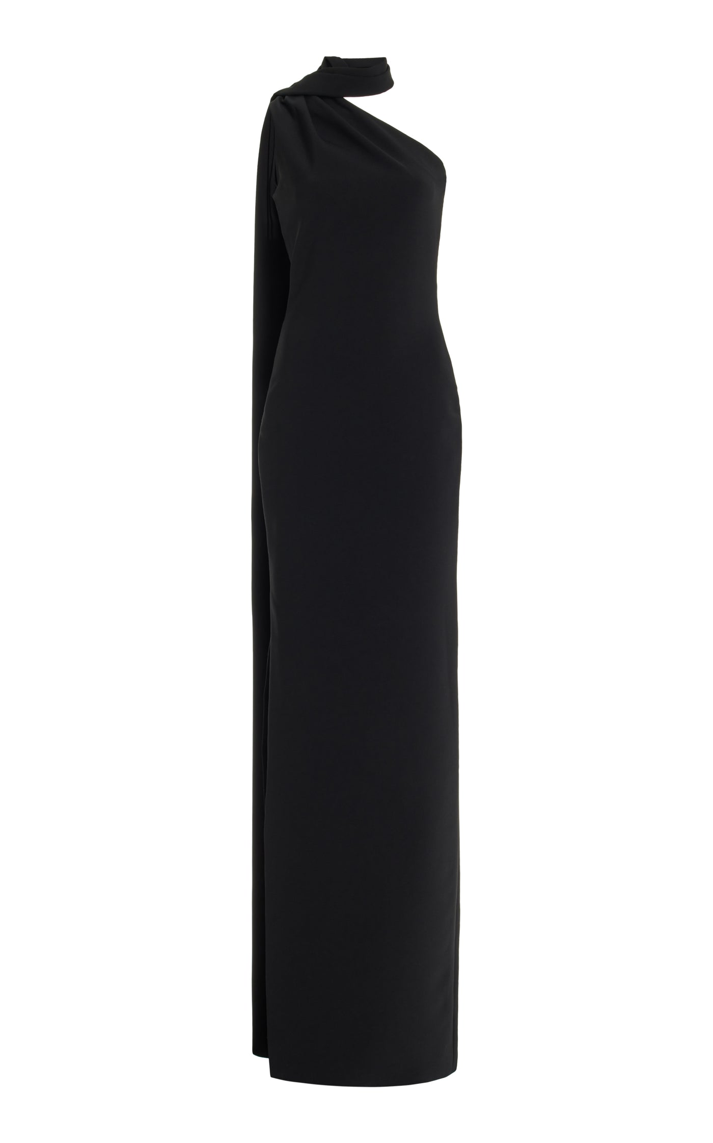 Exclusive Cape-Sleeve Crepe One-Shoulder Gown