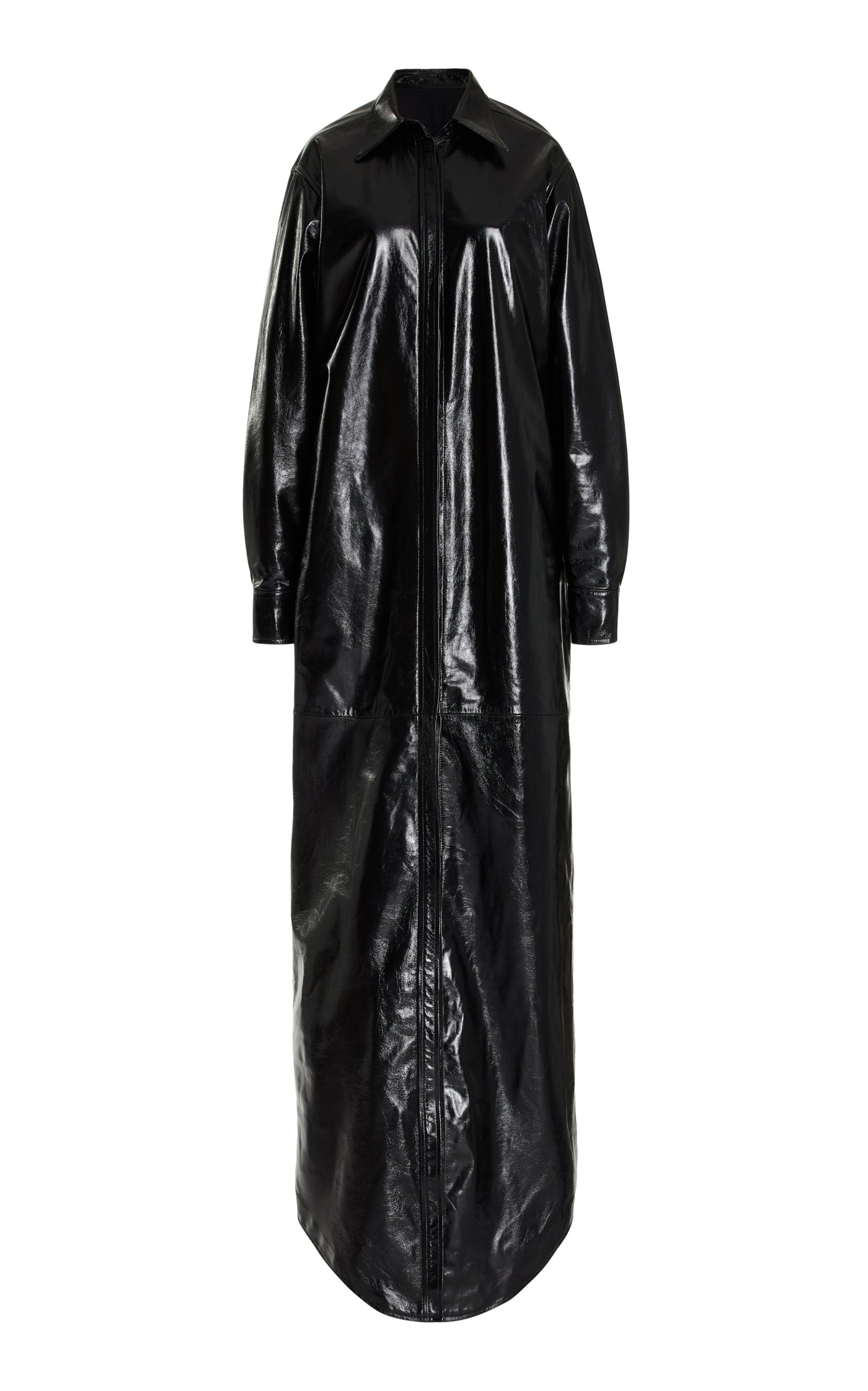 The Adelle Glazed Leather Midi Dress
