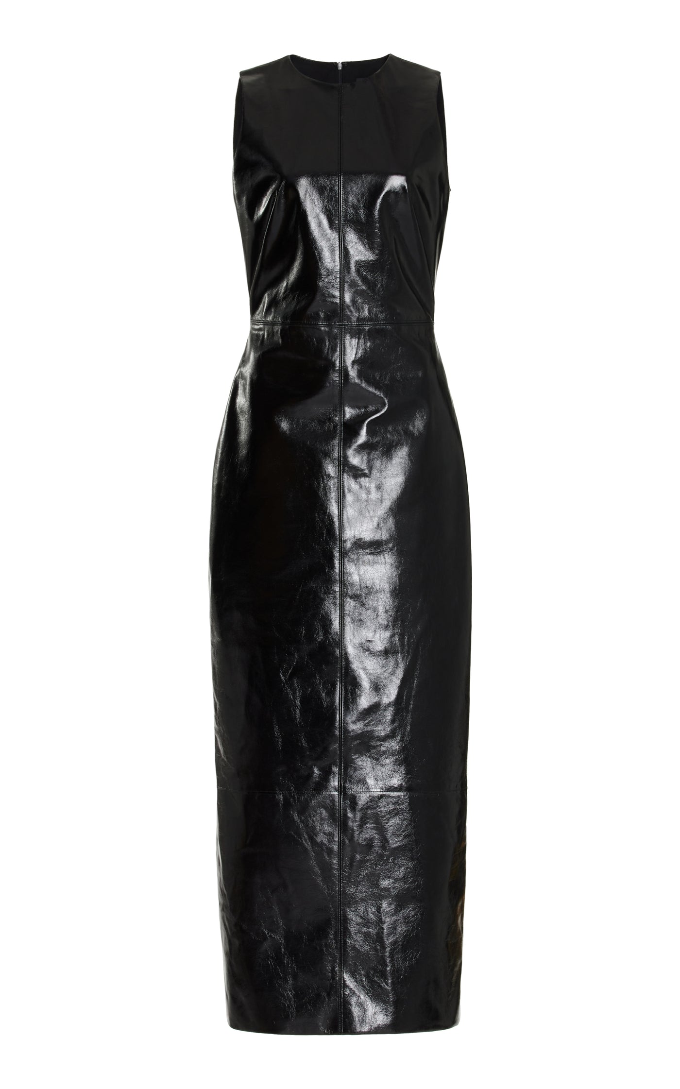 The Audrey Glazed Leather Column Dress