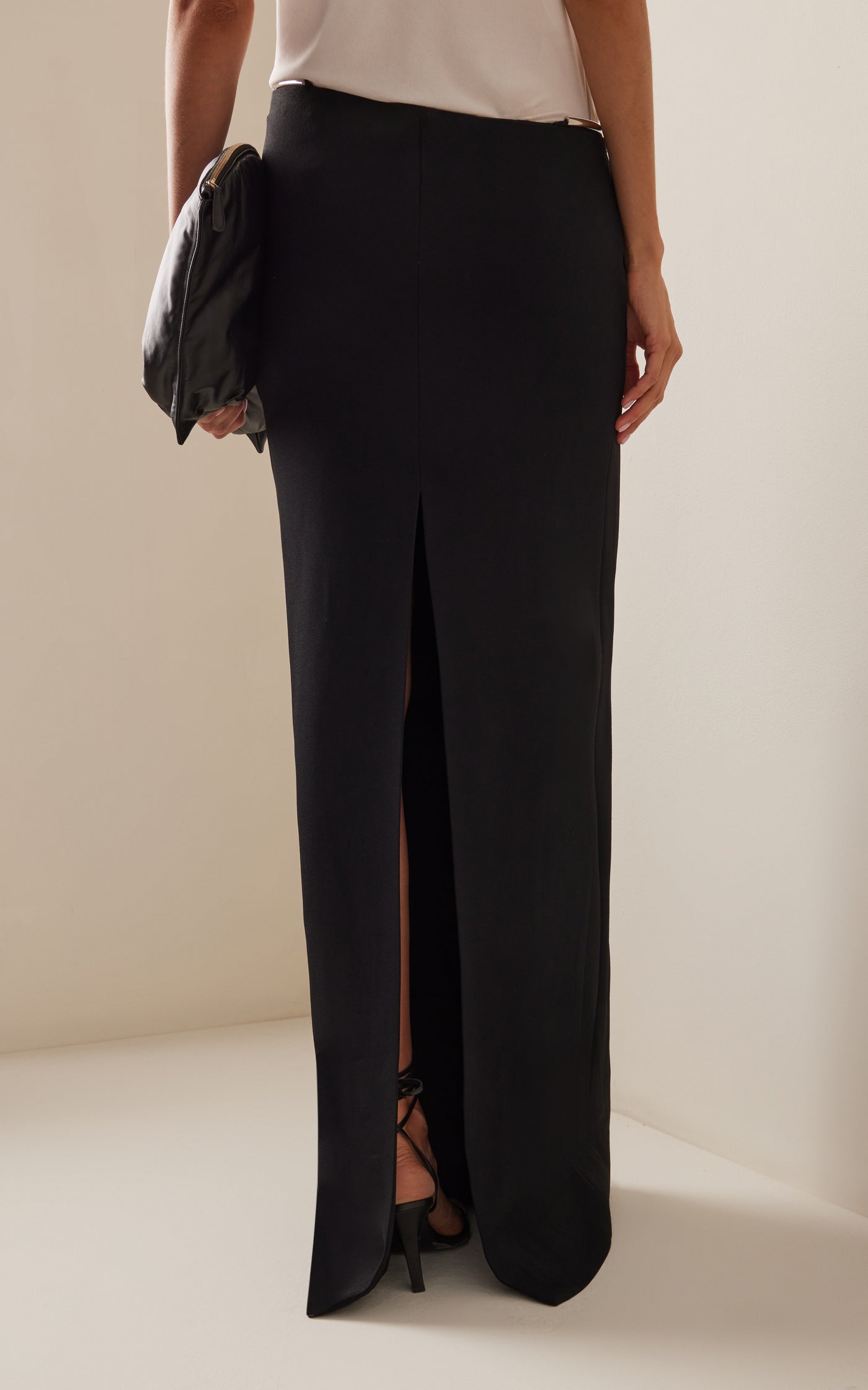 Elena Asymmetric Crepe Maxi Skirt