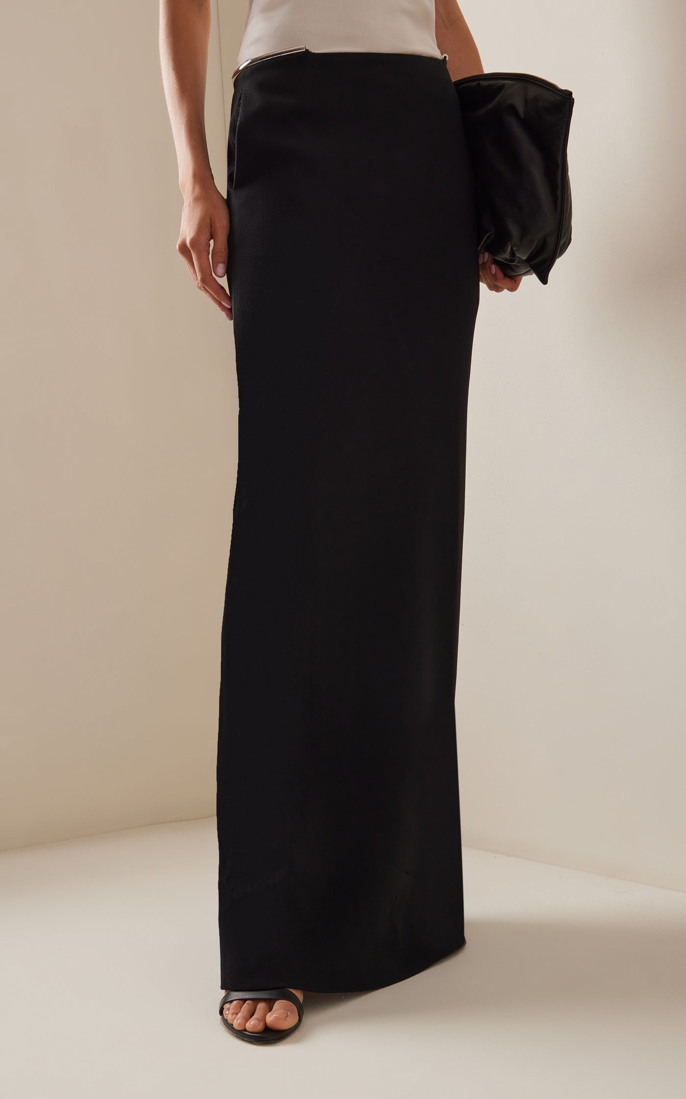 Elena Asymmetric Crepe Maxi Skirt