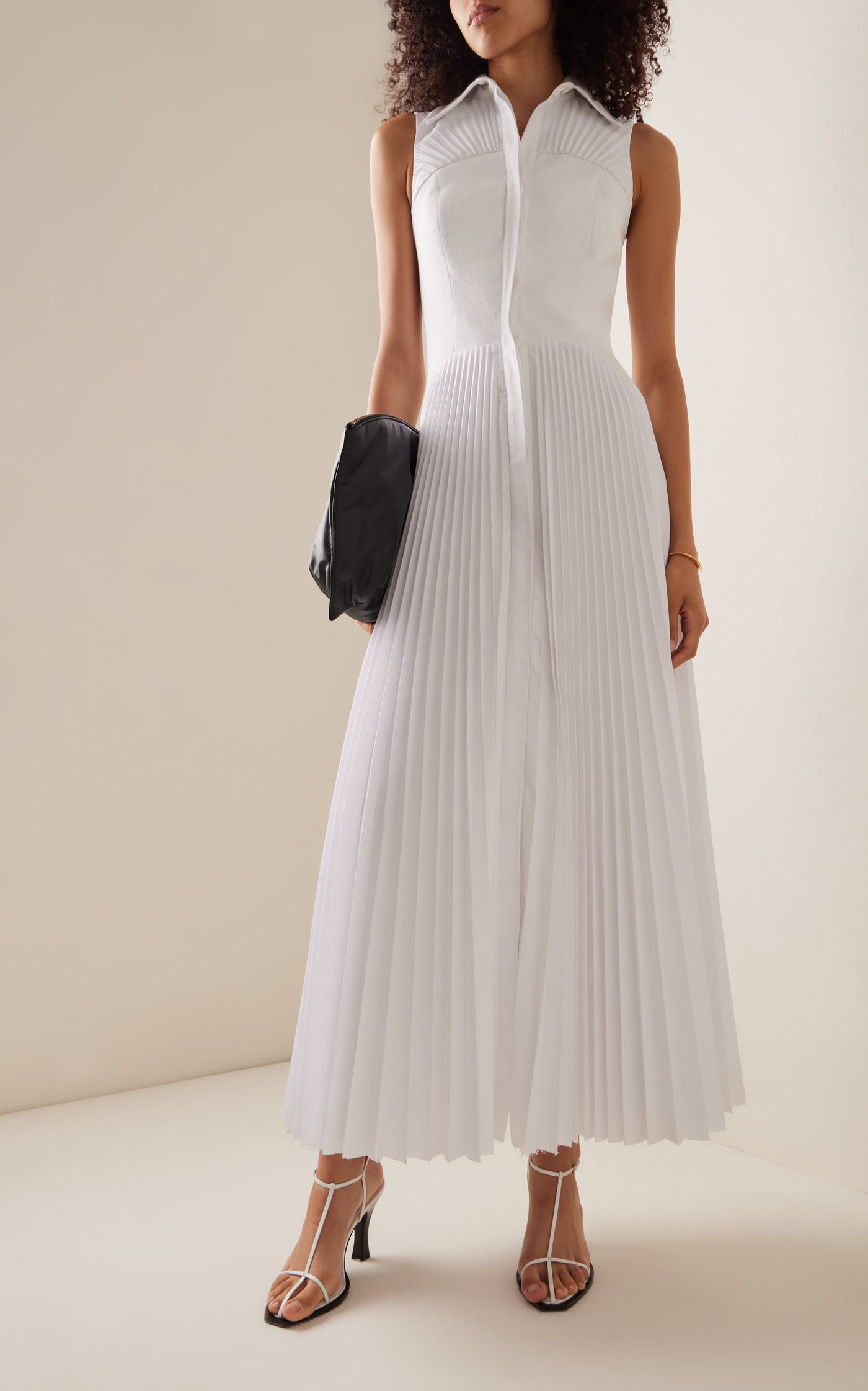 The Alston Pleated Bustier Cotton Maxi Dress